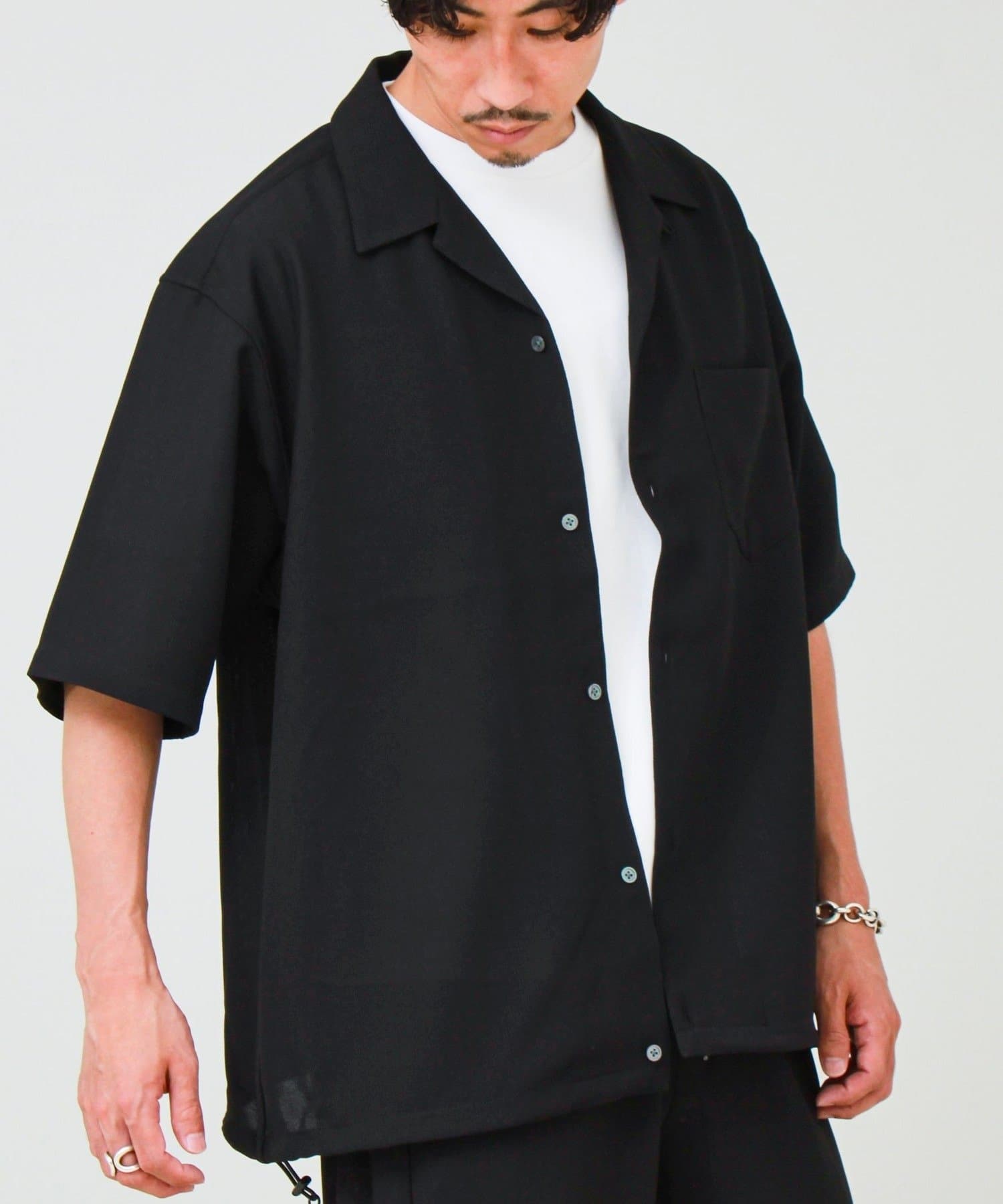 FREDY & GLOSTER(フレディ アンド グロスター) 【COOLMAX/セットアップ対応】エバレットメッシュオープンカラー半袖シャツ