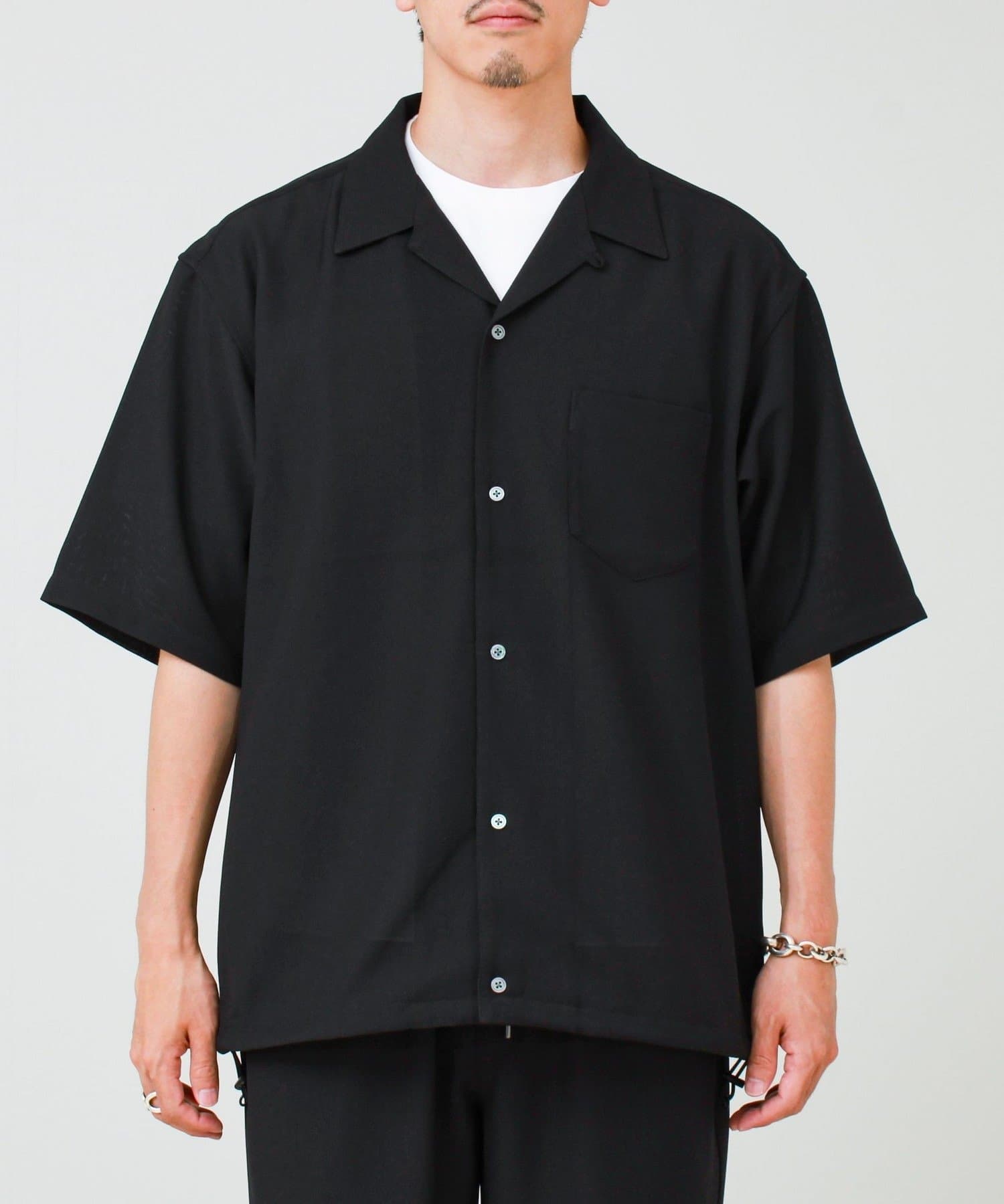 FREDY & GLOSTER(フレディ アンド グロスター) 【COOLMAX/セットアップ対応】エバレットメッシュオープンカラー半袖シャツ