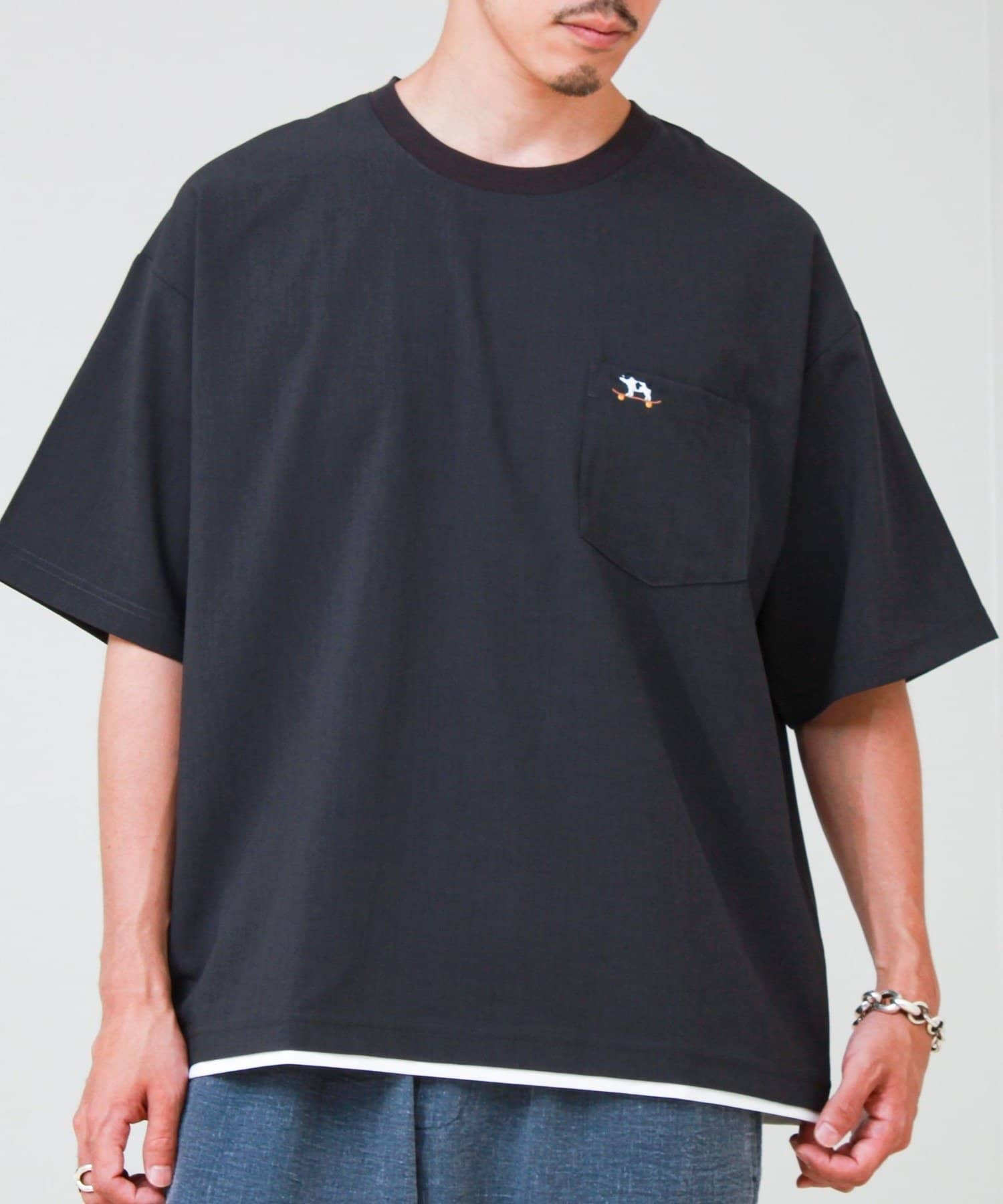 FREDY & GLOSTER(フレディ アンド グロスター) 【フレブル刺繍/セットアップ対応】カラミ織りTEE フェイクレイヤード