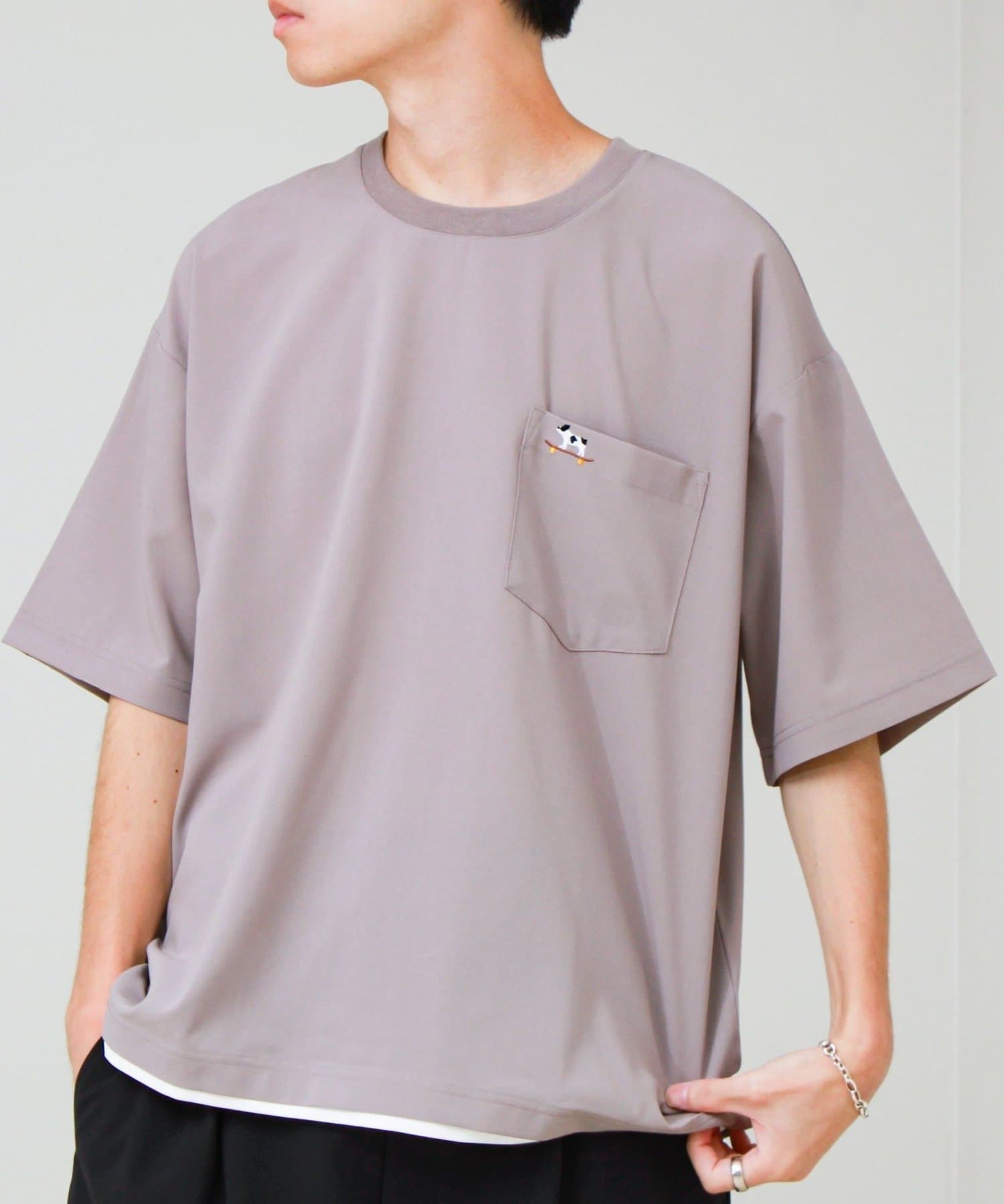 FREDY & GLOSTER(フレディ アンド グロスター) 【フレブル刺繍/セットアップ対応】カラミ織りTEE フェイクレイヤード
