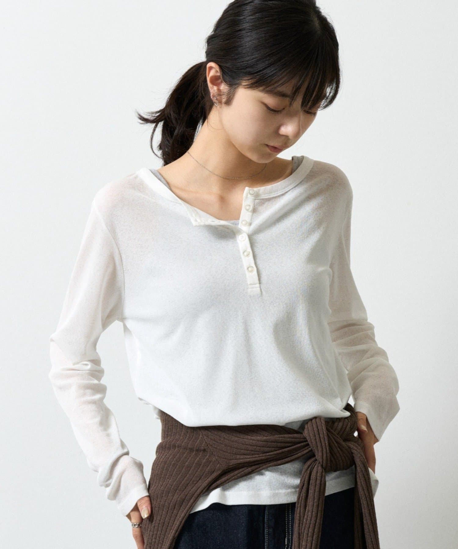 COLONY 2139(コロニー トゥーワンスリーナイン) シアーヘンリーネックTシャツ