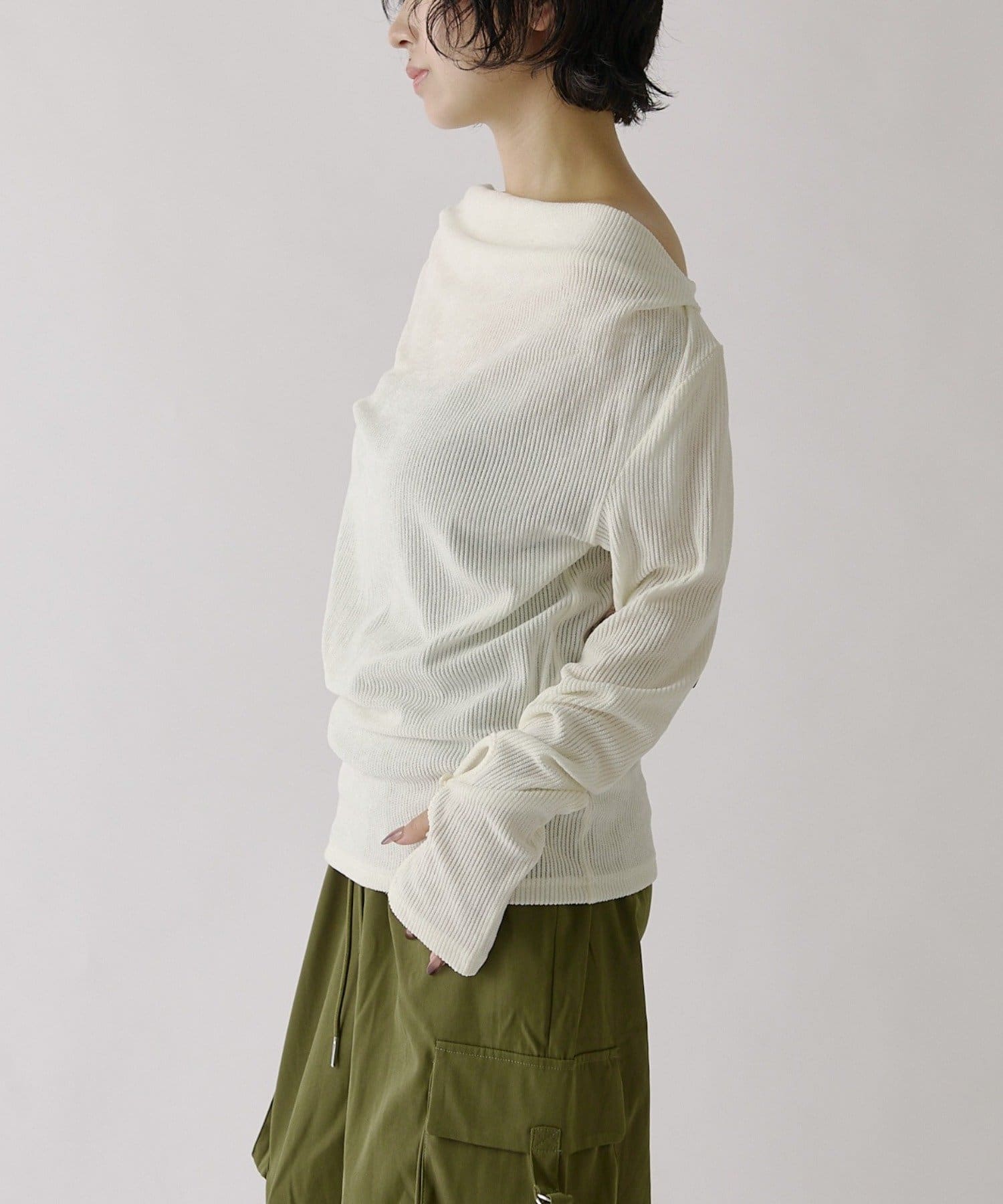 -goocy-(グーシー) シアーベロアドレープトップス
