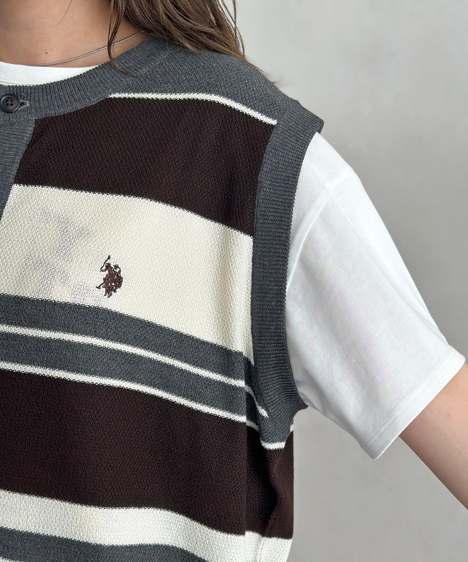 CPCM(シーピーシーエム) 【U.S. POLO ASSN.】クルーニットベストカーディガン