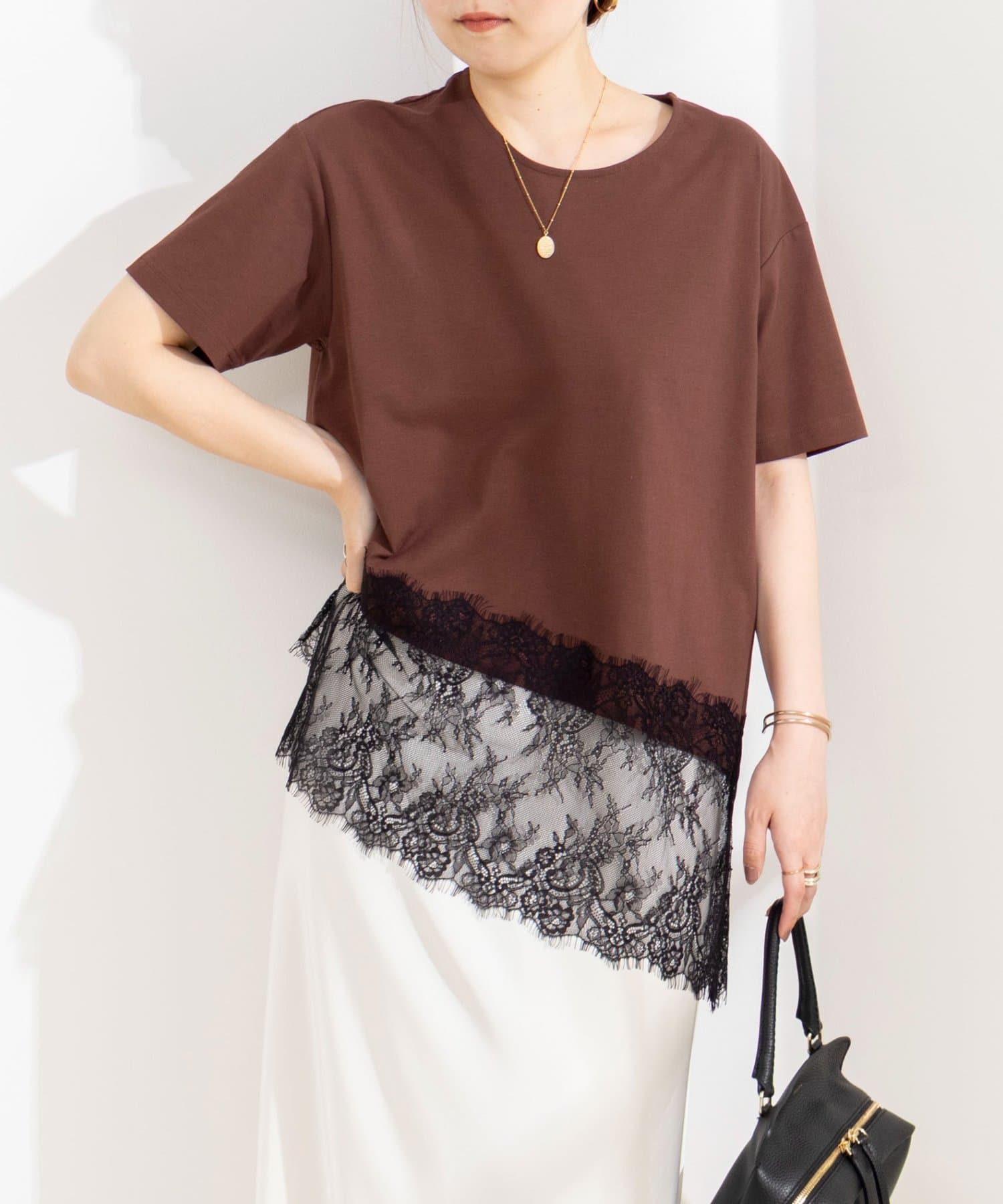 NOLLEY'S(ノーリーズ) ウォッシャブル裾レースイレヘムＴシャツ
