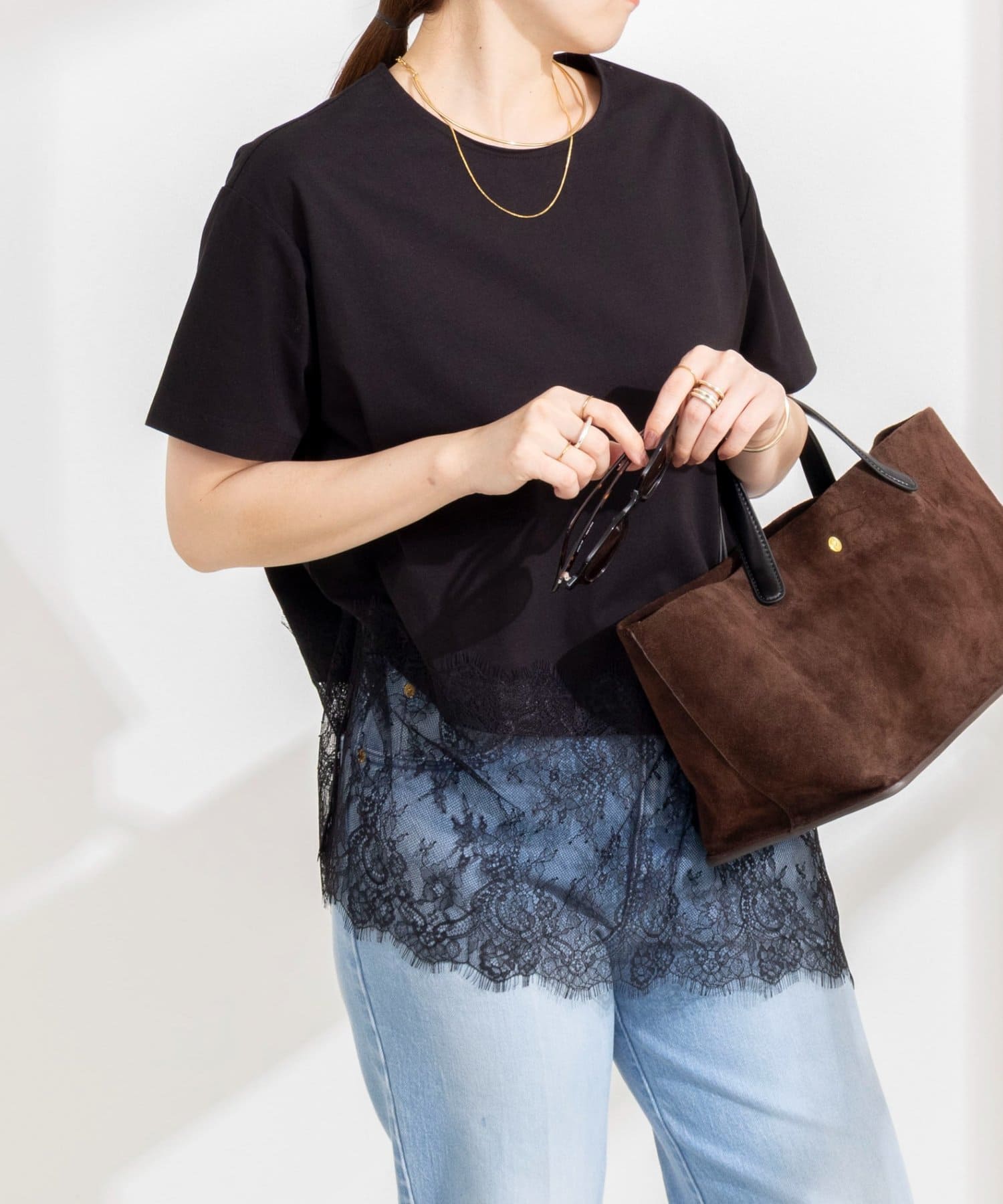 NOLLEY'S(ノーリーズ) ウォッシャブル裾レースイレヘムＴシャツ