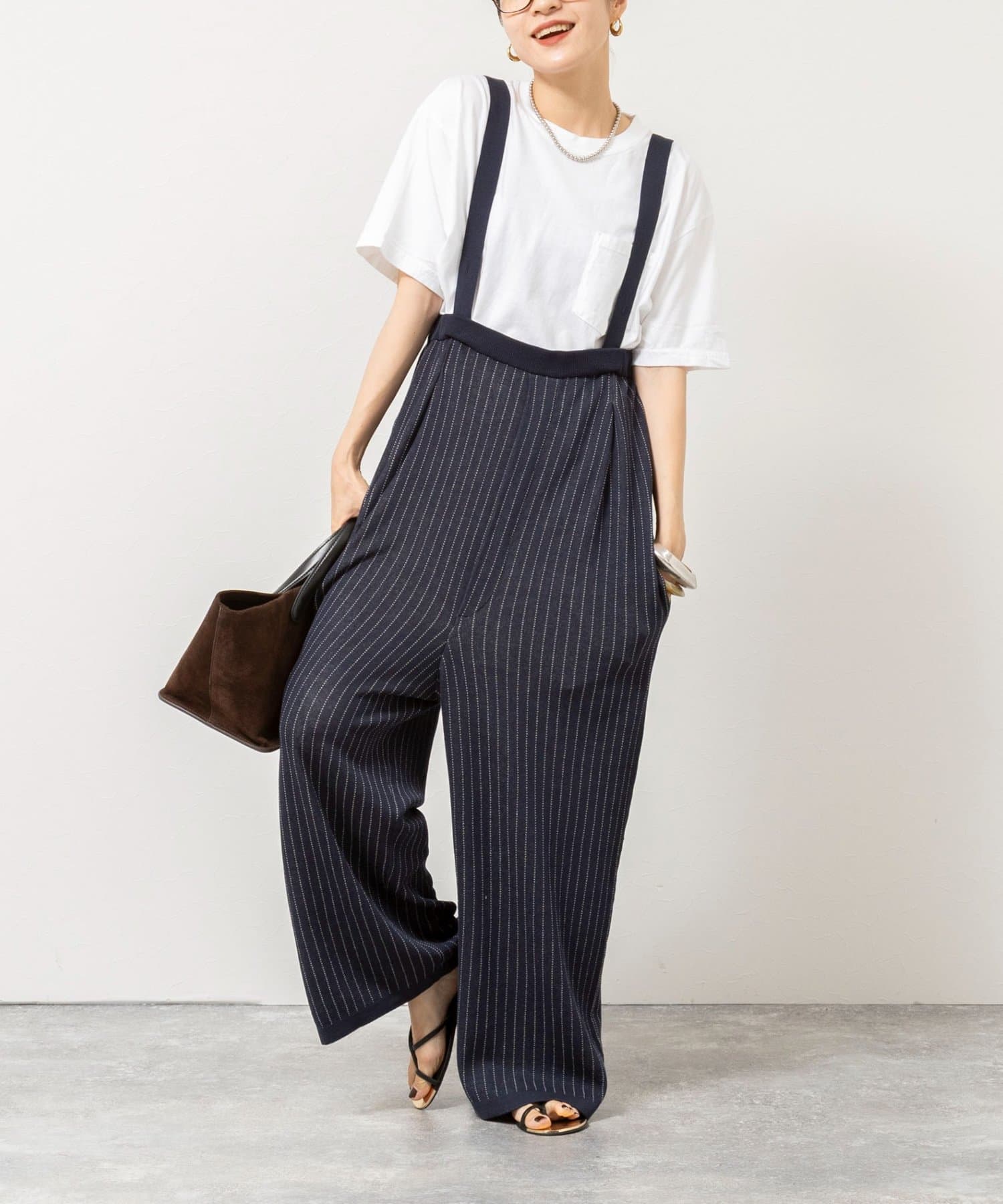 NOLLEY'S(ノーリーズ) 《手洗い可能》Wジャガードニットサロペット