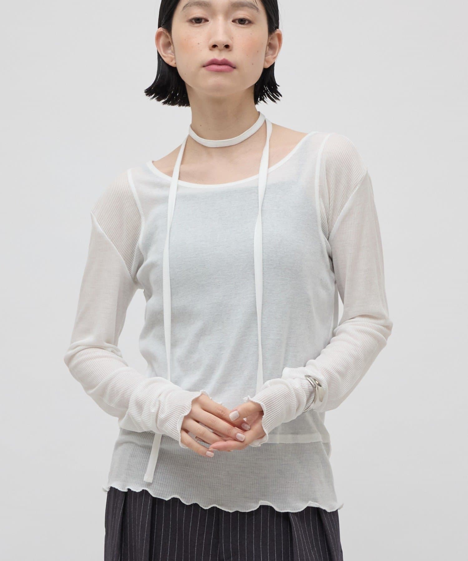 Lui's(ルイス) リボン紐付きレイヤード風ロンT