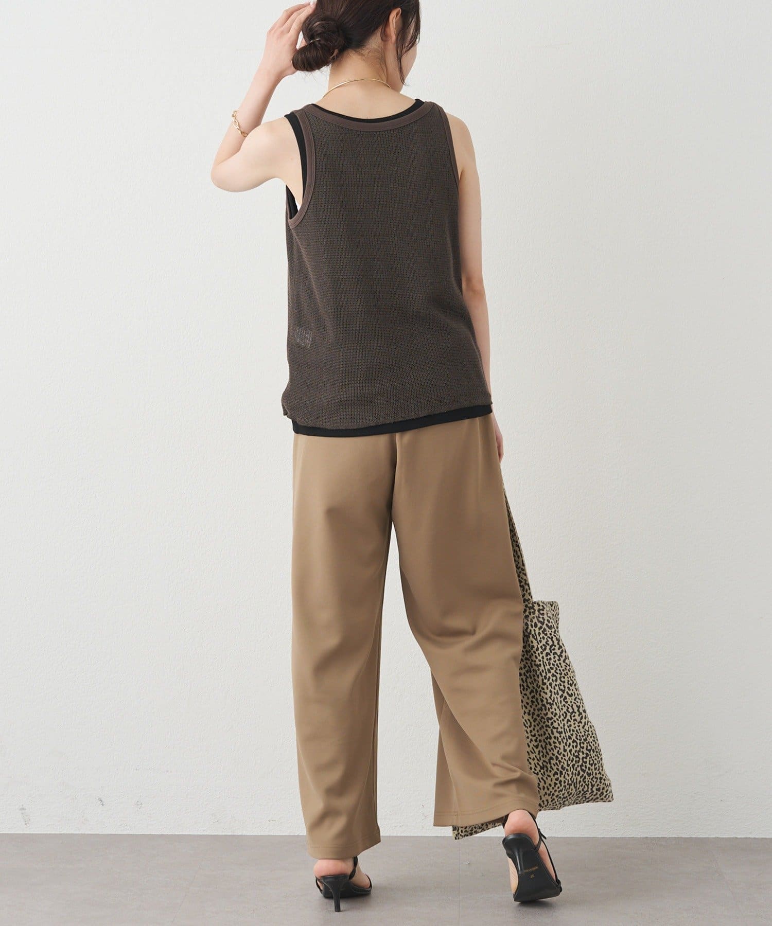 PUAL CE CIN(ピュアルセシン) コットンメッシュタンクトップ