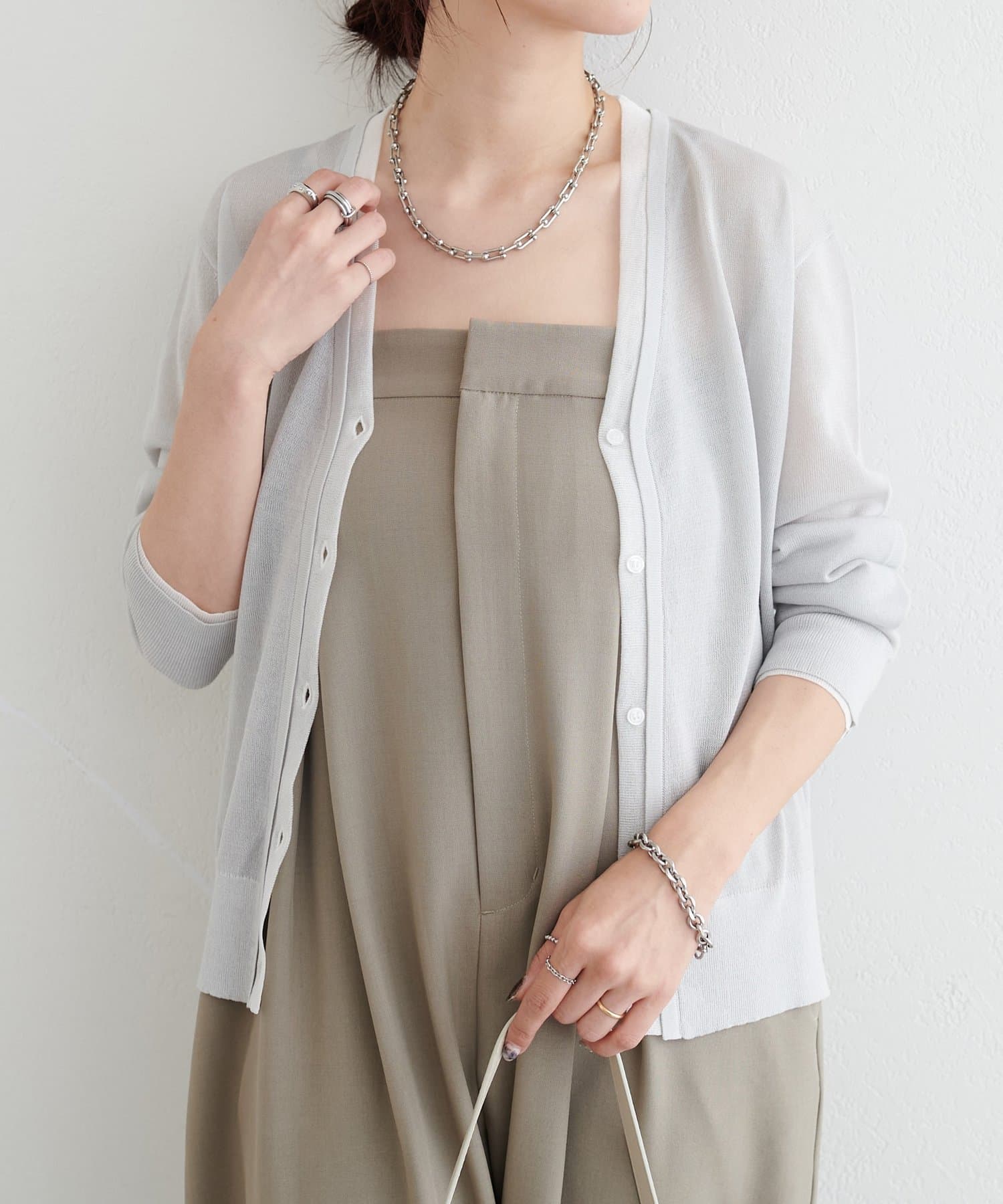 LARUTA(ラルータ) レイヤード切替ニットカーディガン