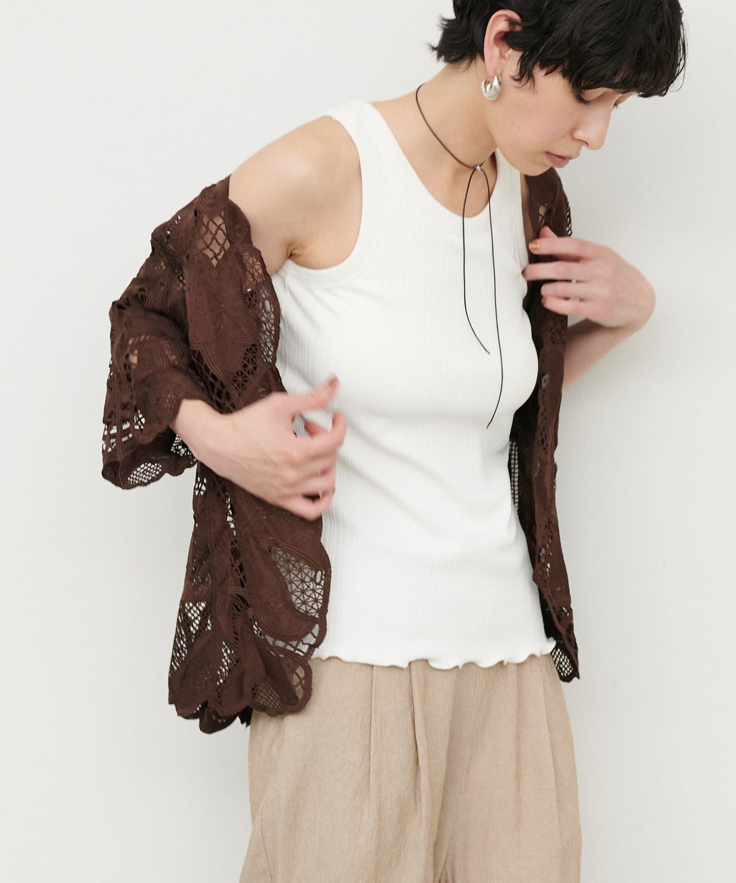 LARUTA(ラルータ) 強撚リブカップ付きタンクカットソー