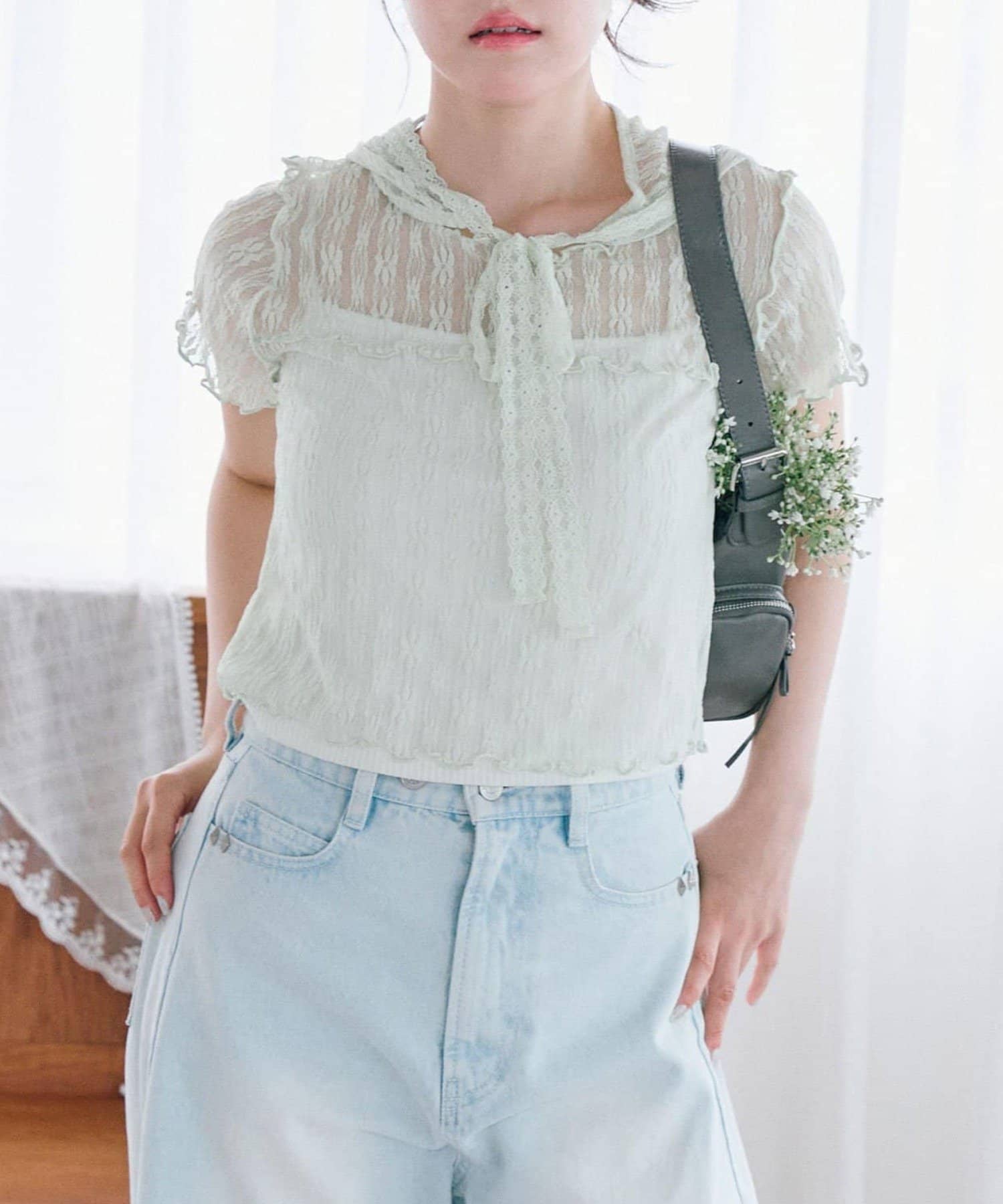 OLIVE des OLIVE】フード付きレーストップス | NICE CLAUP / OLIVE des OLIVE des OLIVE】フード付きレーストップス | NICE CLAUP / OLIVE des