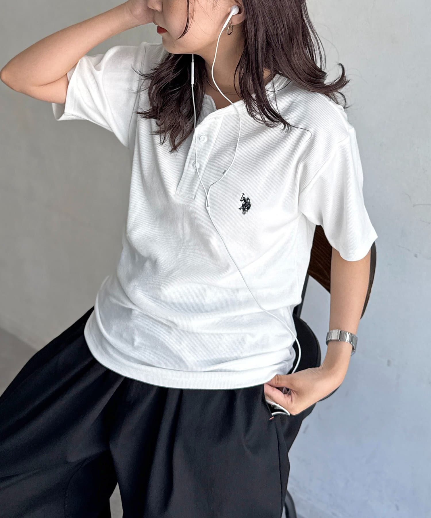 CPCM(シーピーシーエム) 【U.S. POLO ASSN.】コンパクトリブヘンリーT
