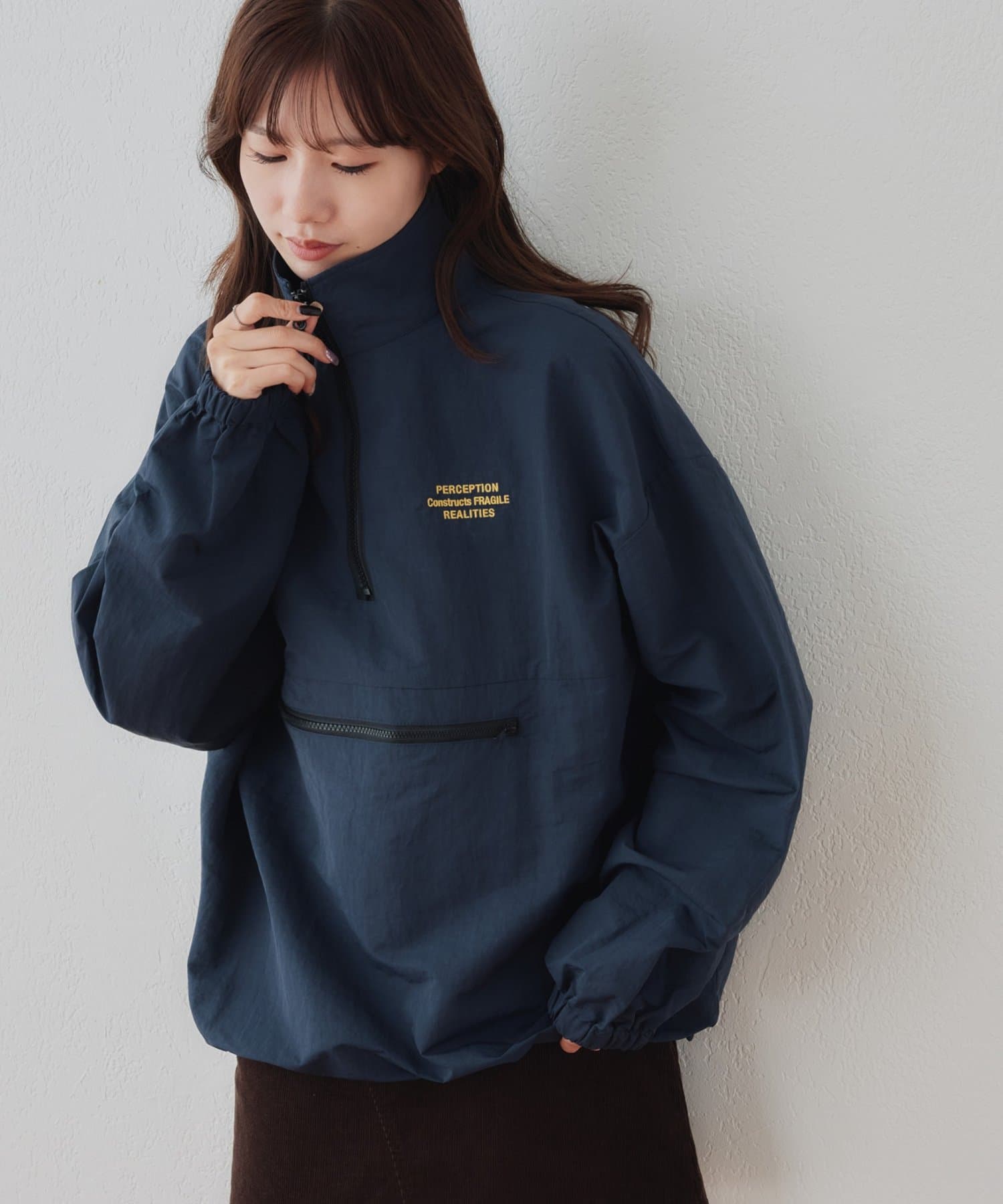 DISCOAT(ディスコート) 【Enlude】ワンポイント刺繍ハーフジップシャツ《ユニセックス》