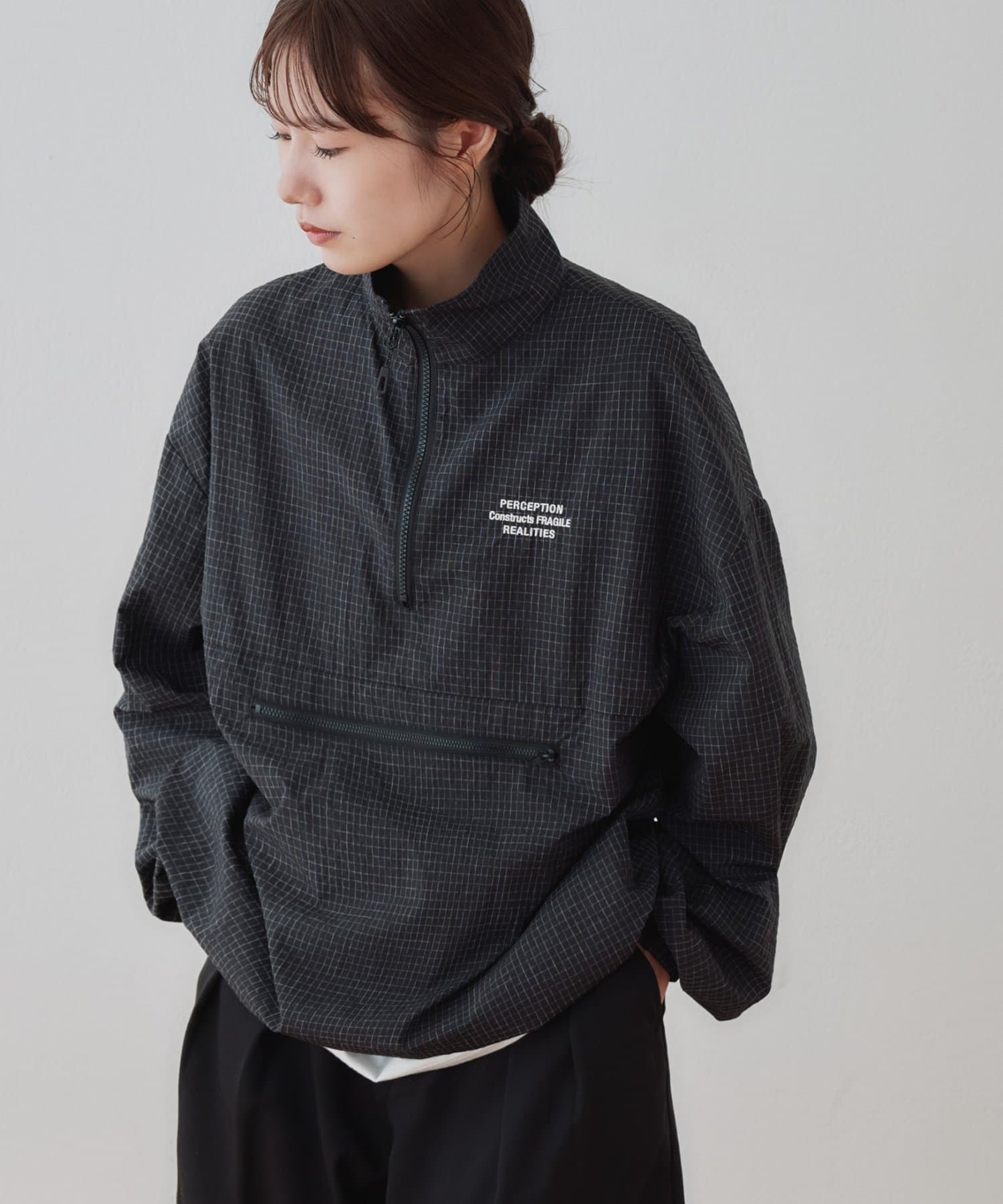 DISCOAT(ディスコート) 【Enlude】ワンポイント刺繍ハーフジップシャツ《ユニセックス》