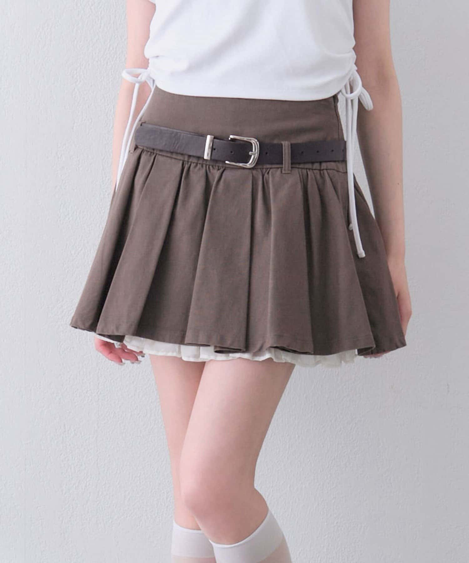 NICE CLAUP / OLIVE des OLIVE OUTLET(ナイスクラップ  / オリーブ デ オリーブ アウトレット) 【OLIVE des OLIVE】ベルト付きタックフレアスカート