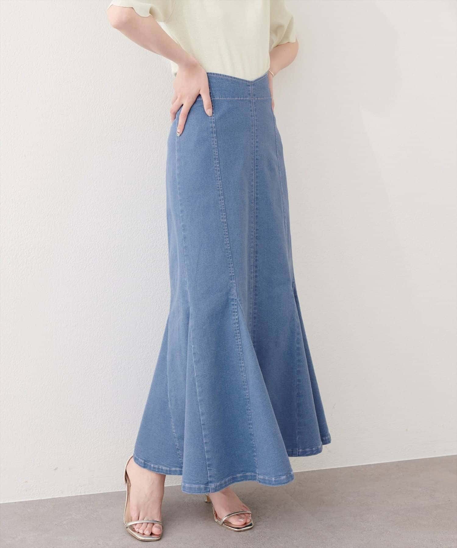 NICE CLAUP / OLIVE des OLIVE OUTLET(ナイスクラップ  / オリーブ デ オリーブ アウトレット) 【natural couture】ハートウエストマーメイドデニムスカート