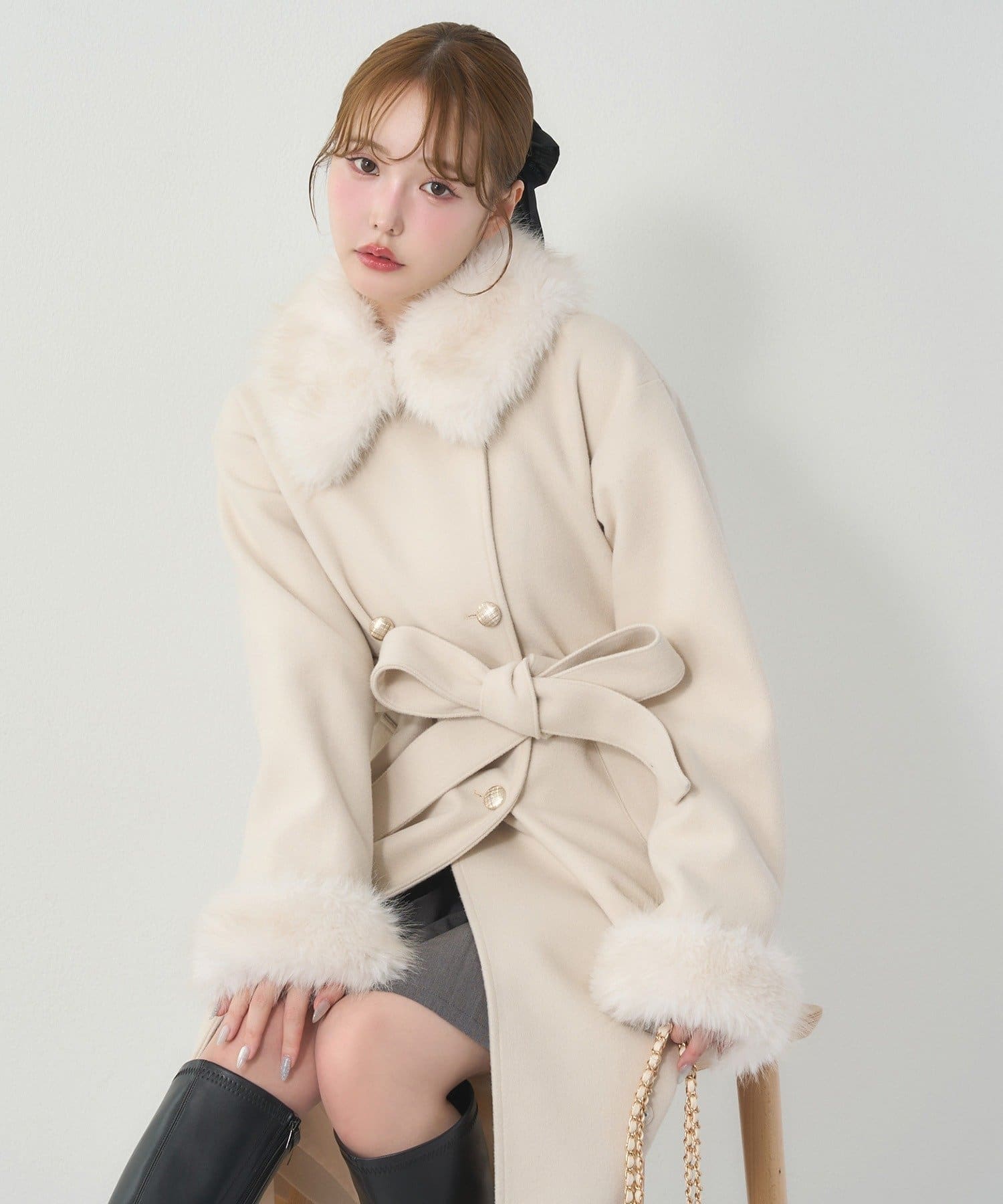 one after another NICE CLAUP(ワンアフターアナザー ナイスクラップ) 【リバイバル/SMサイズ展開あり】フェイクファー付マルチロングコート