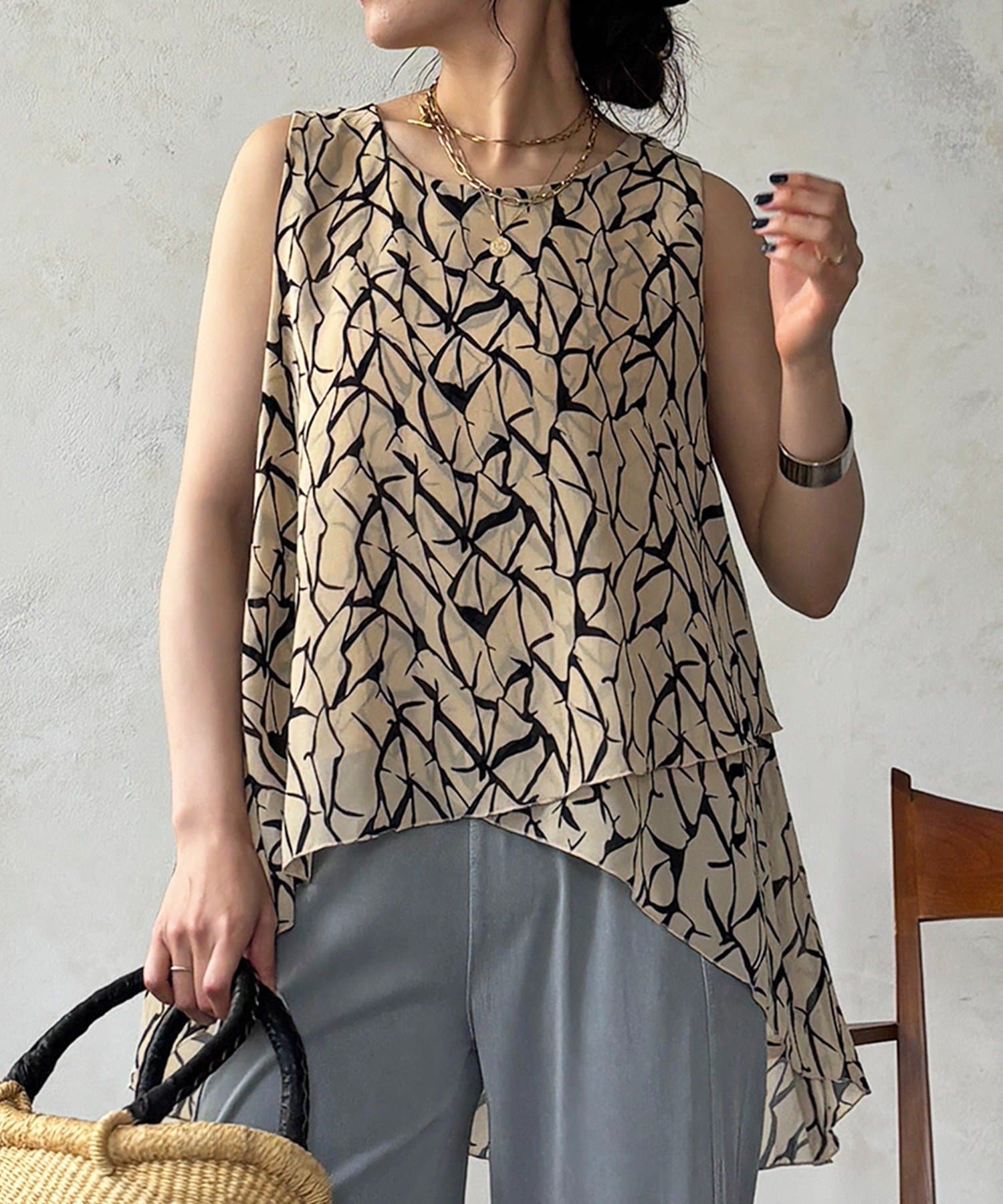 un dix cors(アンディコール) シフォンレイヤードタンク