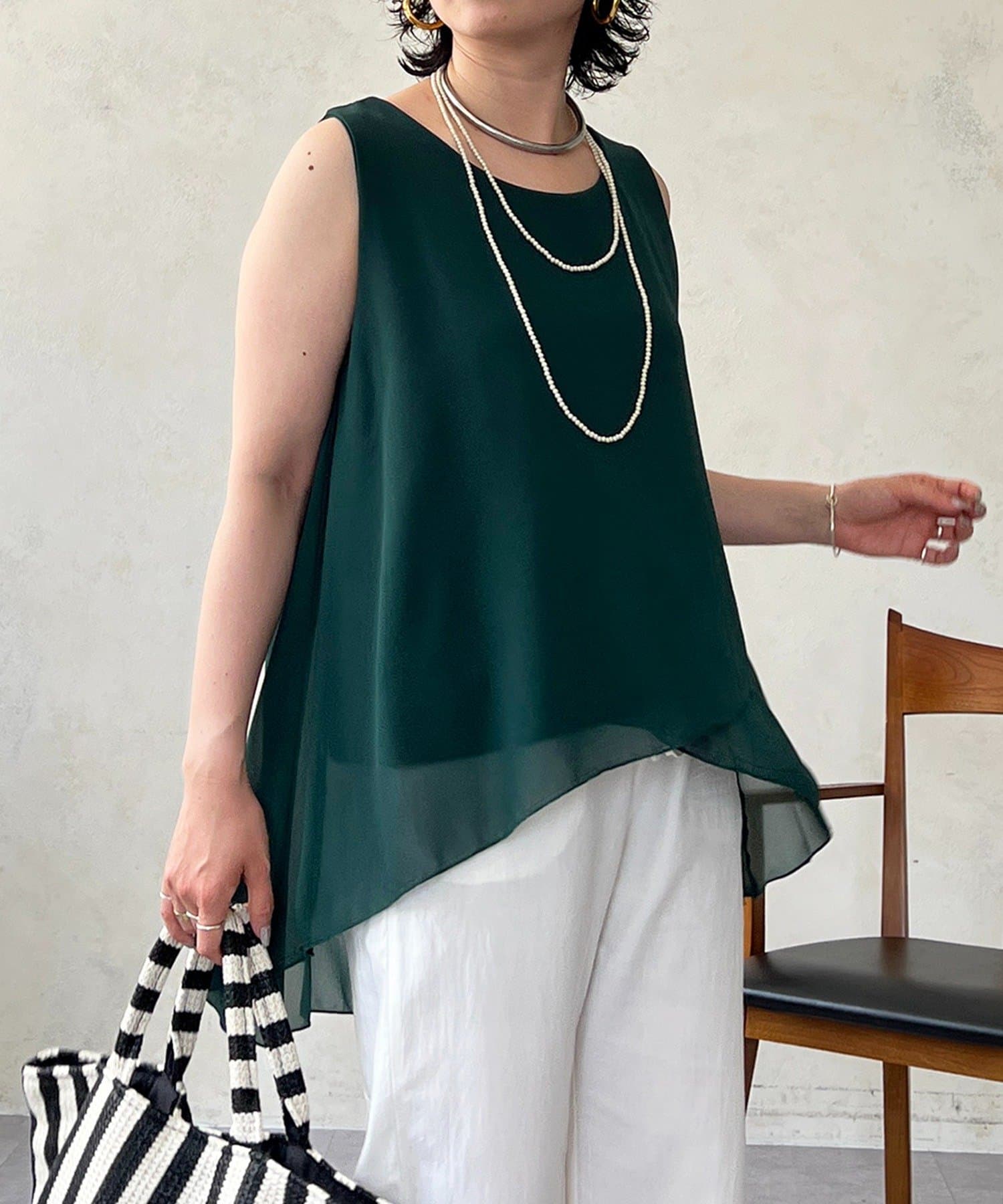 un dix cors(アンディコール) シフォンレイヤードタンク