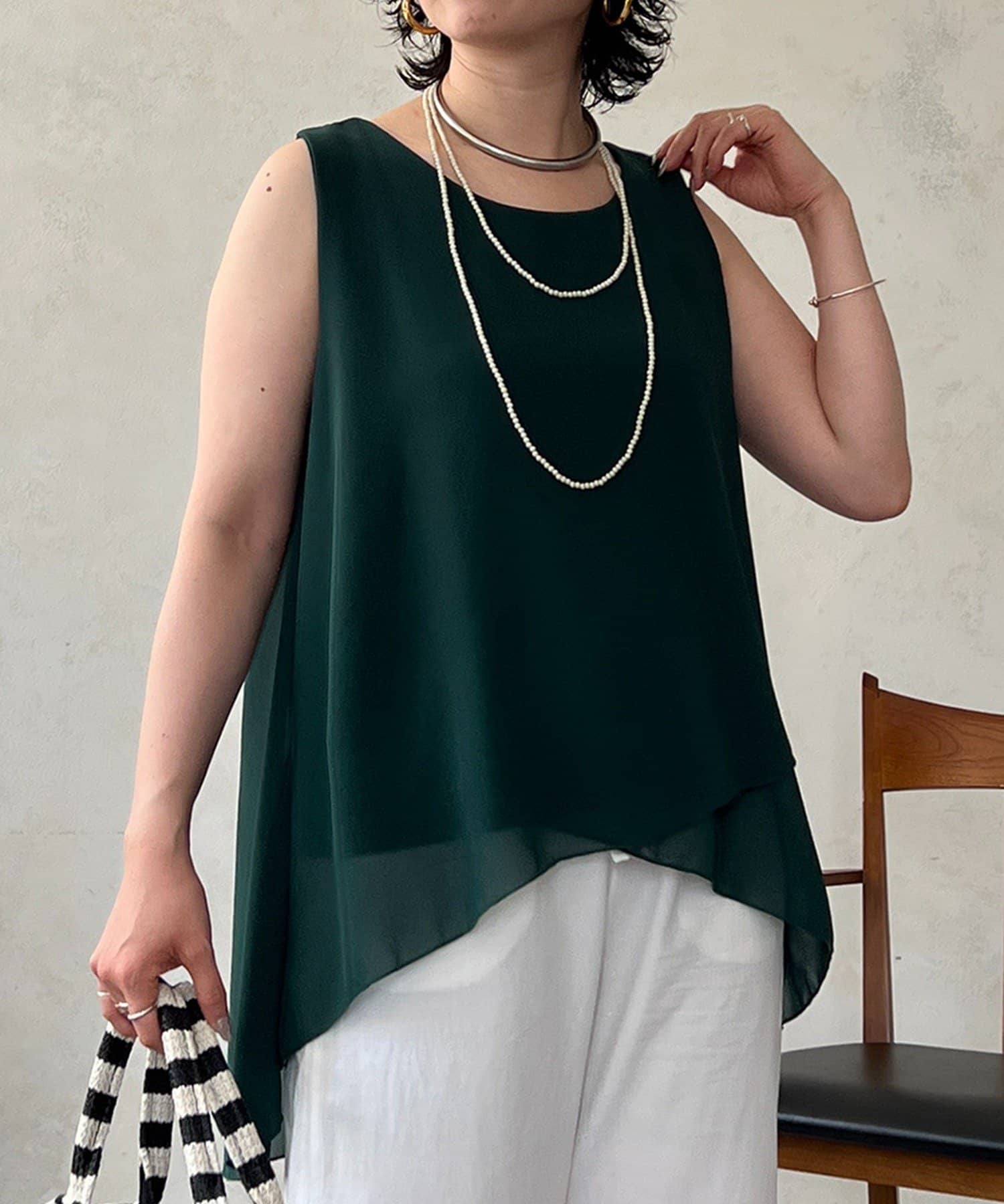 un dix cors(アンディコール) シフォンレイヤードタンク