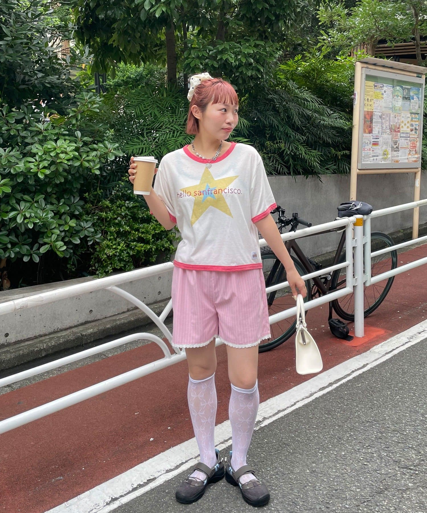 CIAOPANIC(チャオパニック) 【HELLO.SANFRANCISCO/ハローサンフランシスコ】レース付ストライプショートパンツ