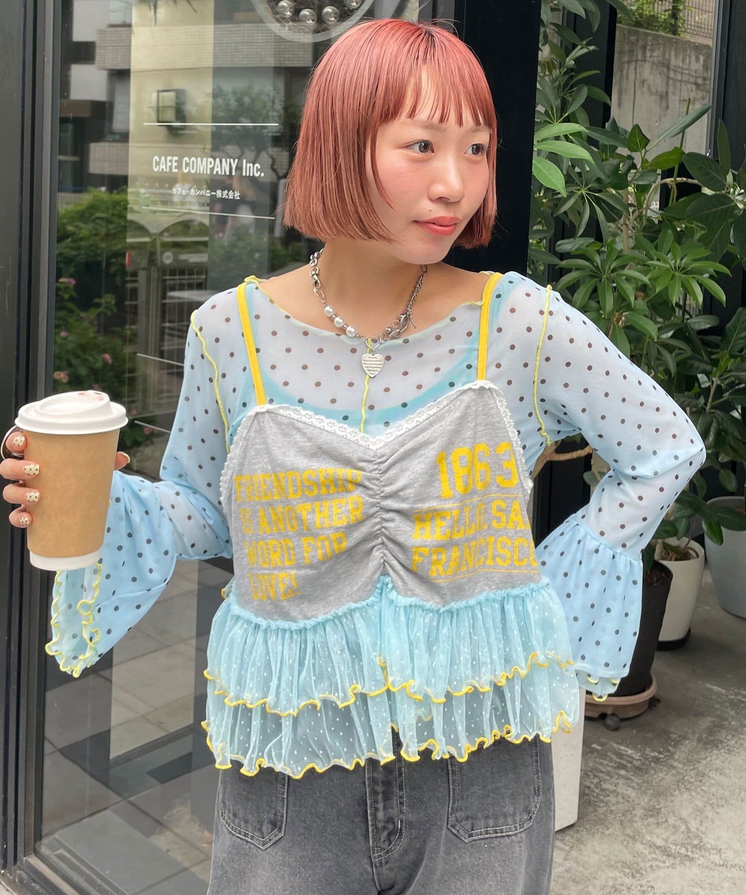CIAOPANIC(チャオパニック) 【HELLO.SANFRANCISCO/ハローサンフランシスコ】プリントロゴチュールキャミビスチェ