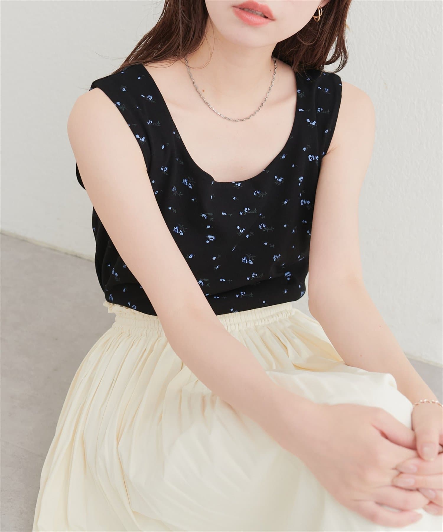natural couture(ナチュラルクチュール) 前後２WAY柄タンクトップ