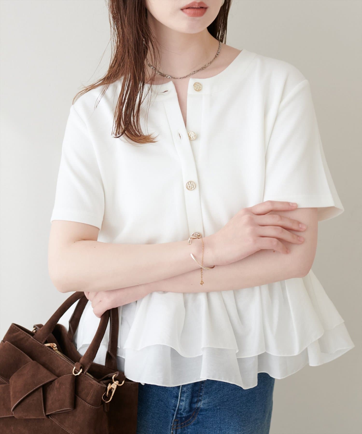 natural couture(ナチュラルクチュール) ソフトダンボールドッキングペプラムTOPS