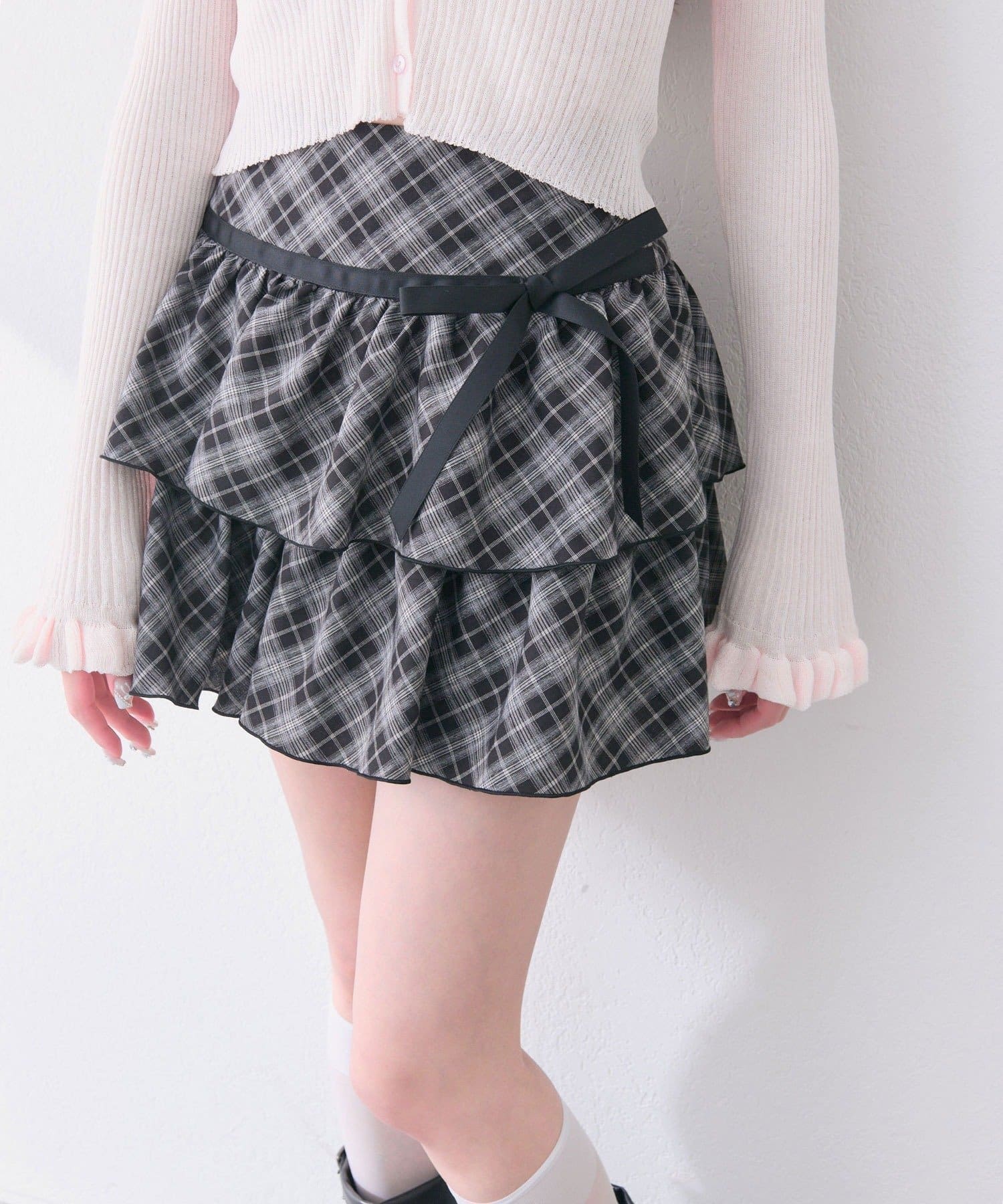 NICE CLAUP / OLIVE des OLIVE OUTLET(ナイスクラップ  / オリーブ デ オリーブ アウトレット) 【OLIVE des OLIVE】リボンティアードスカート
