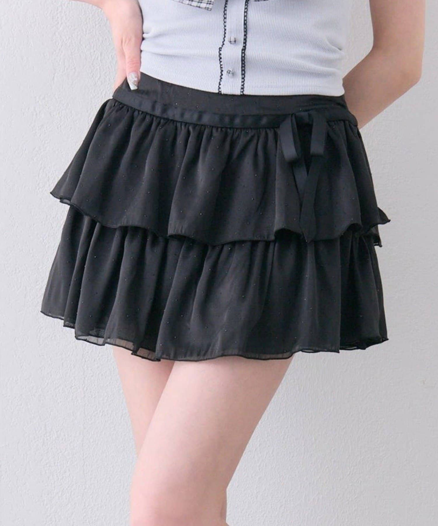 NICE CLAUP / OLIVE des OLIVE OUTLET(ナイスクラップ  / オリーブ デ オリーブ アウトレット) 【OLIVE des OLIVE】リボンティアードスカート