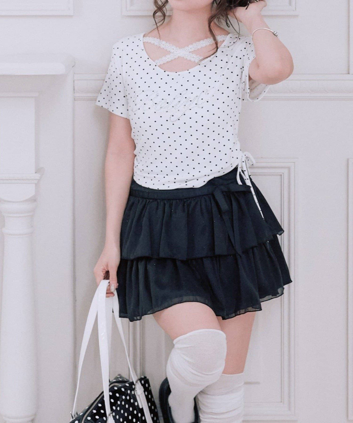 NICE CLAUP / OLIVE des OLIVE OUTLET(ナイスクラップ  / オリーブ デ オリーブ アウトレット) 【OLIVE des OLIVE】リボンティアードスカート