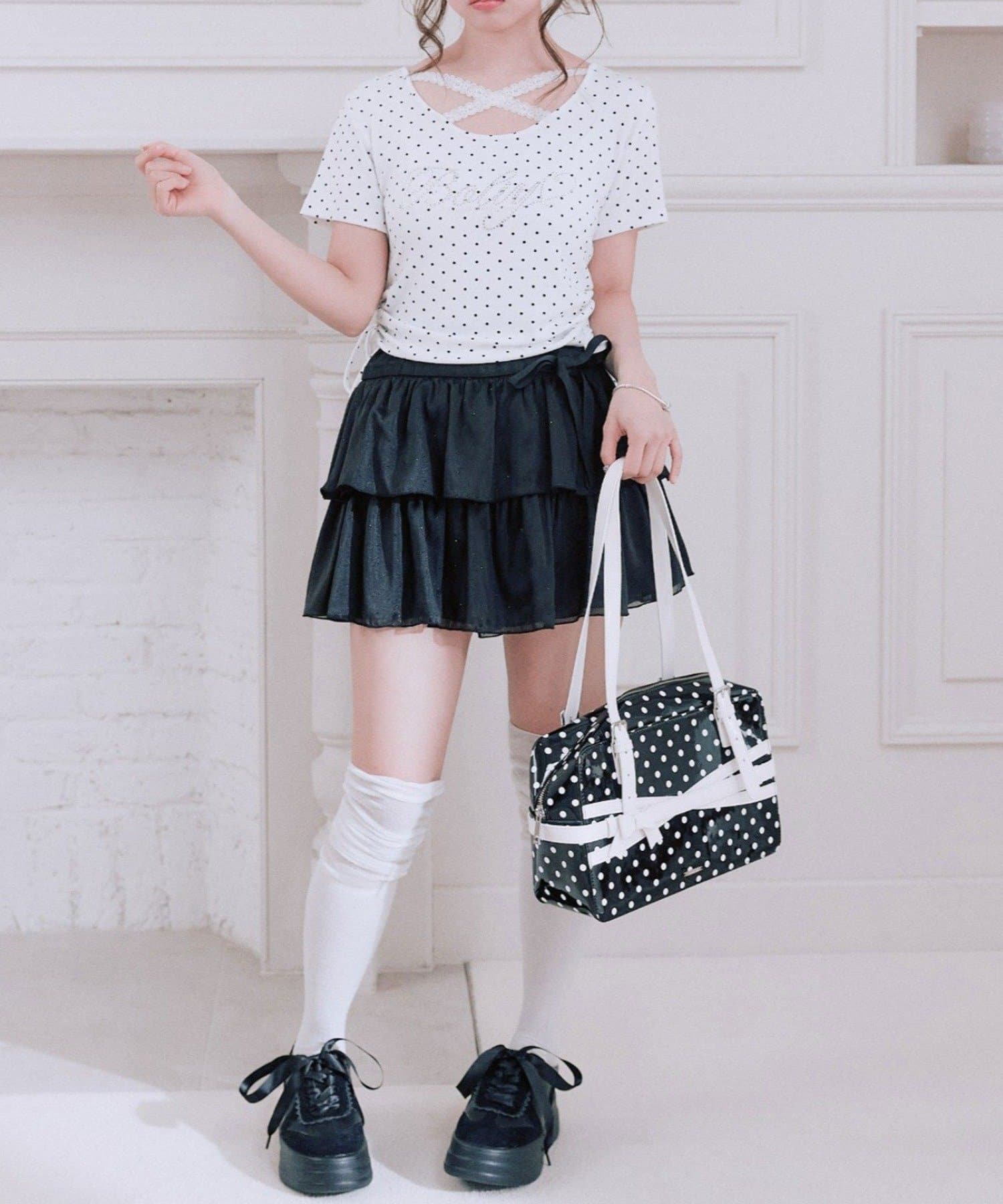 NICE CLAUP / OLIVE des OLIVE OUTLET(ナイスクラップ  / オリーブ デ オリーブ アウトレット) 【OLIVE des OLIVE】リボンティアードスカート
