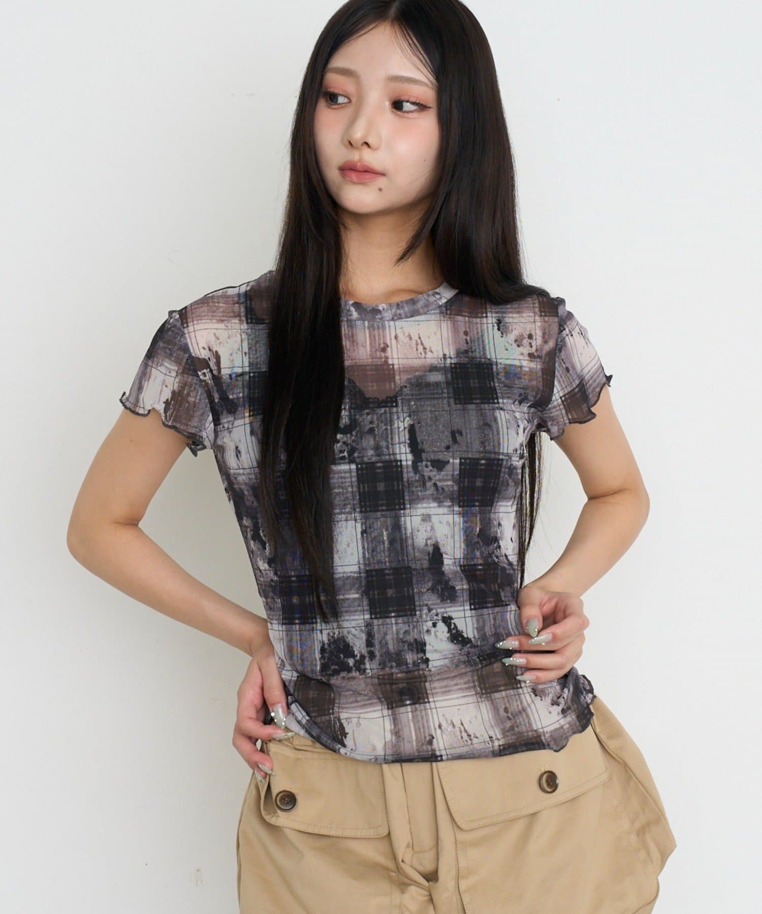 RAY CASSIN(レイカズン) 【チェック / 迷彩】シアーTシャツ