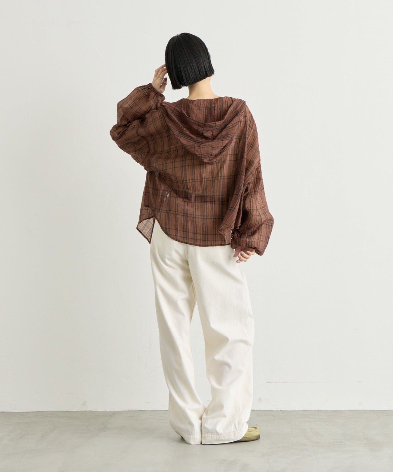 CIAOPANIC TYPY(チャオパニックティピー) ∴シアークロップドジップチェックフードシャツ
