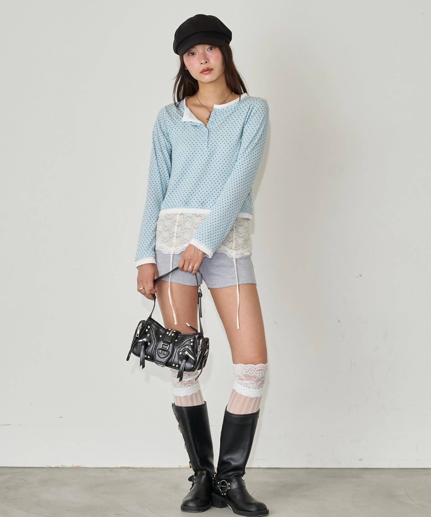 OUTLET(アウトレット) 【WHO'S WHO gallery】ドットレイヤードヘンリートップス