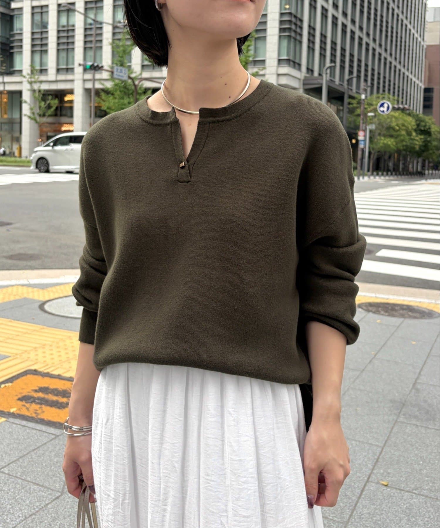 Jena　espace merveilleux(ジェナ　エスパスメルヴェイユ) Vネックコットンニット