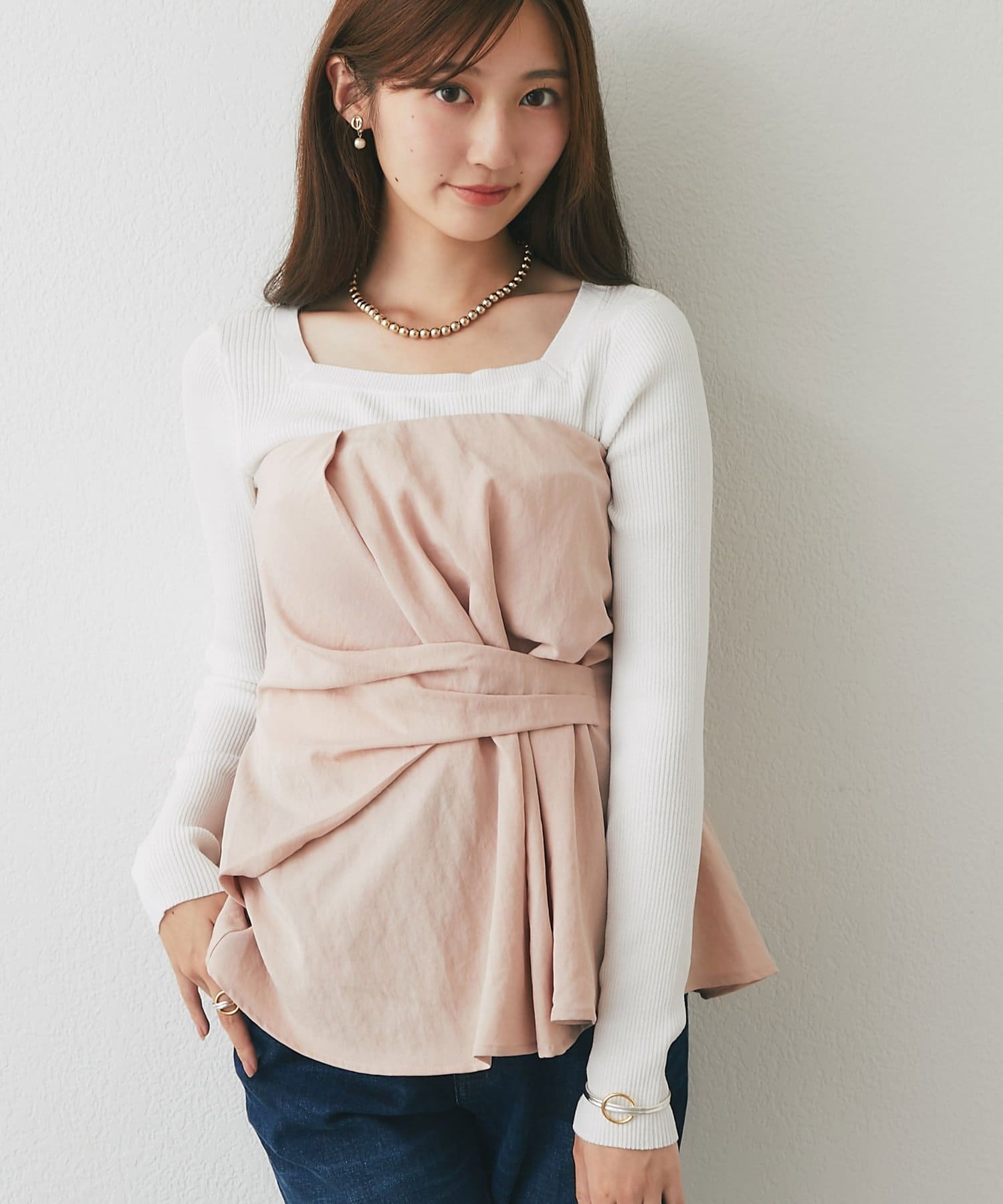 La boutique BonBon(ラブティックボンボン) キュプラ混ビスチェブラウス