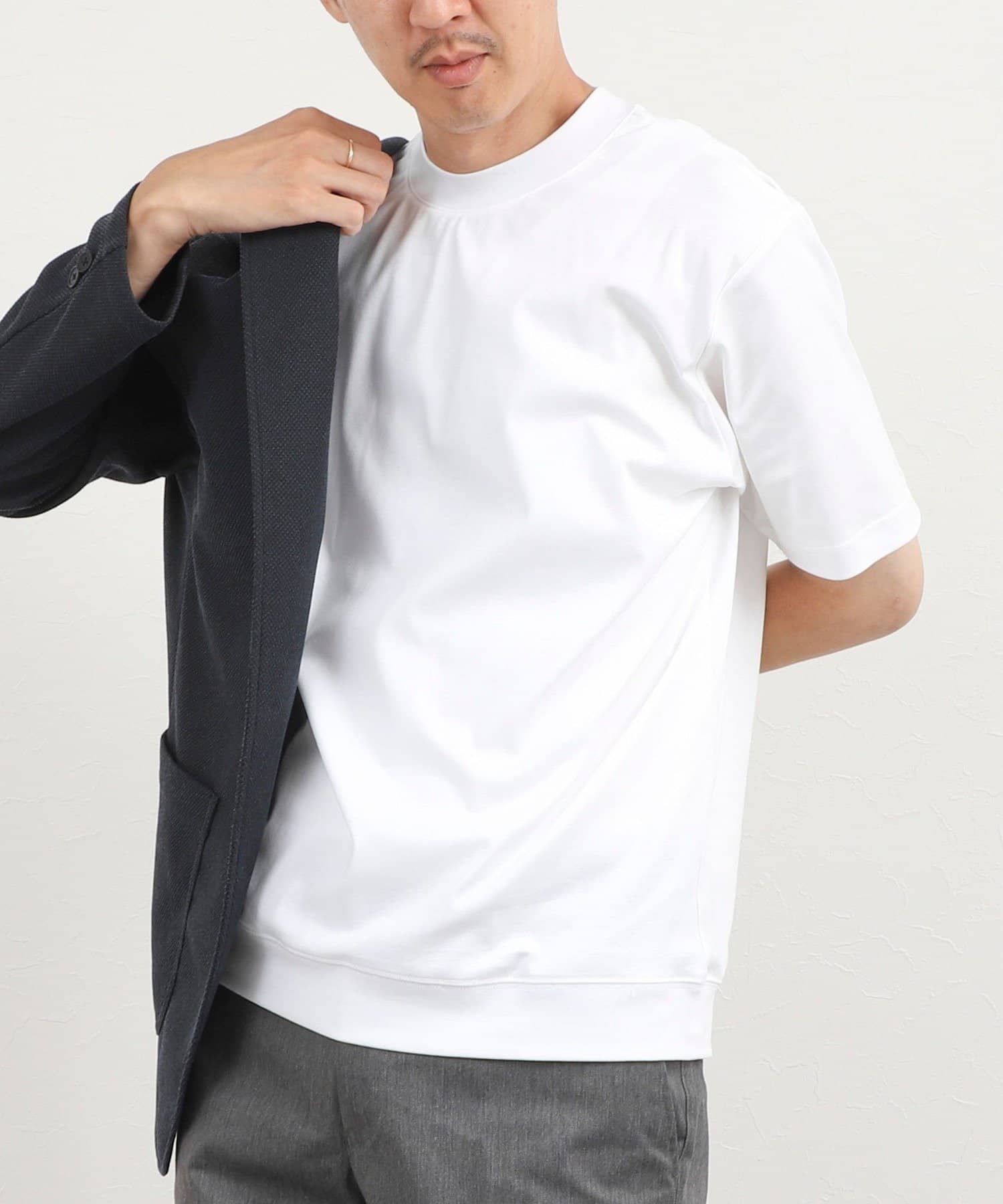 NOLLEY'S(ノーリーズ) 《ビジカジ対応》超長綿ハイゲージポンチ クルーネックドレスTシャツ