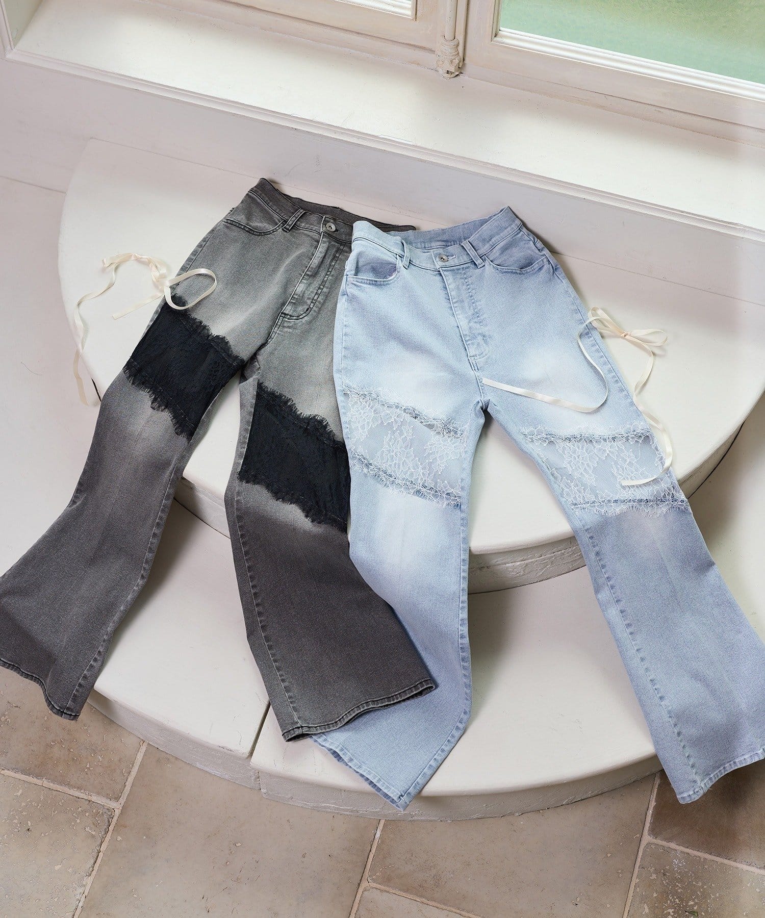 NICE CLAUP / OLIVE des OLIVE OUTLET(ナイスクラップ  / オリーブ デ オリーブ アウトレット) 【one after another】レースコレデニム