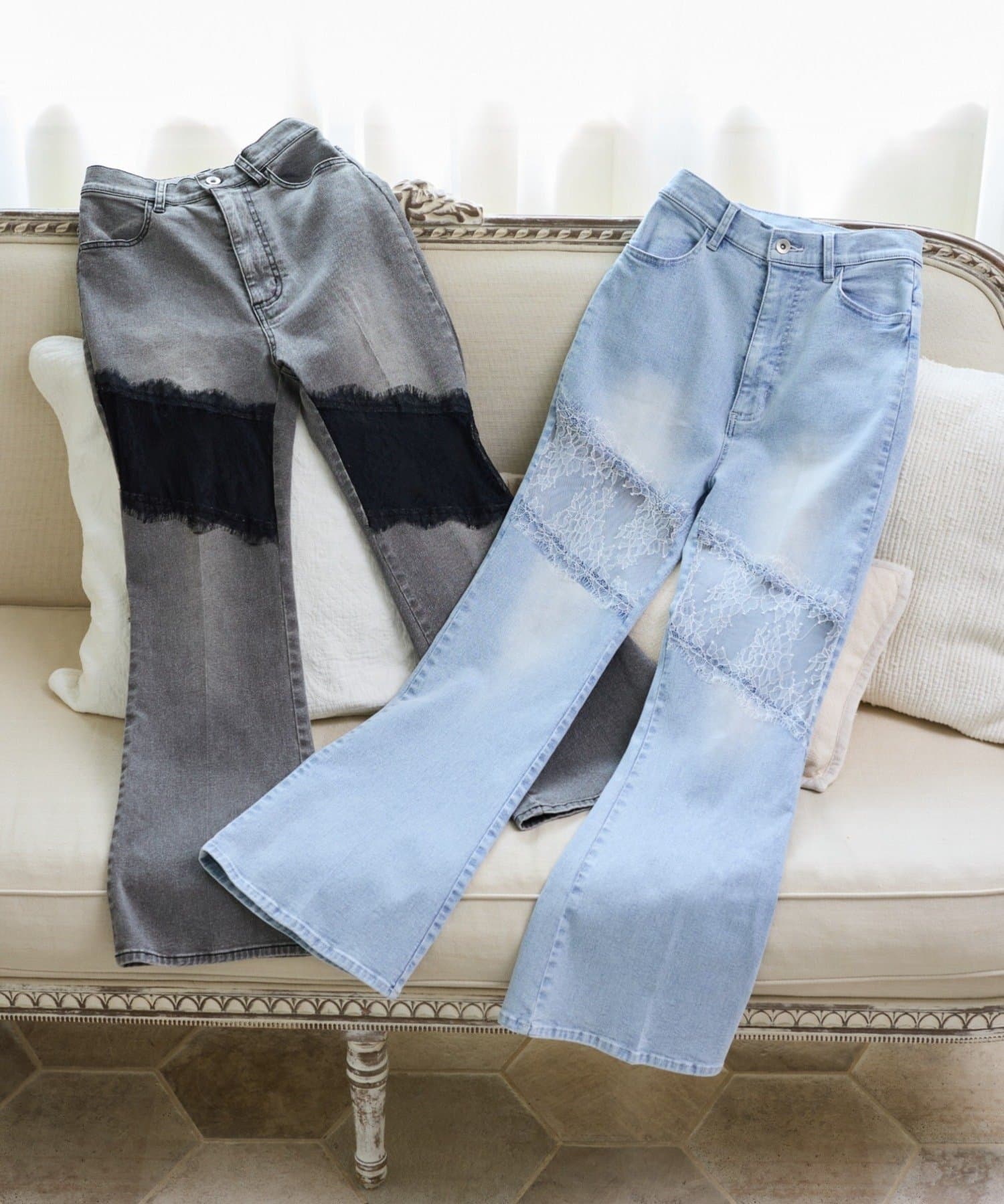 NICE CLAUP / OLIVE des OLIVE OUTLET(ナイスクラップ  / オリーブ デ オリーブ アウトレット) 【one after another】レースコレデニム