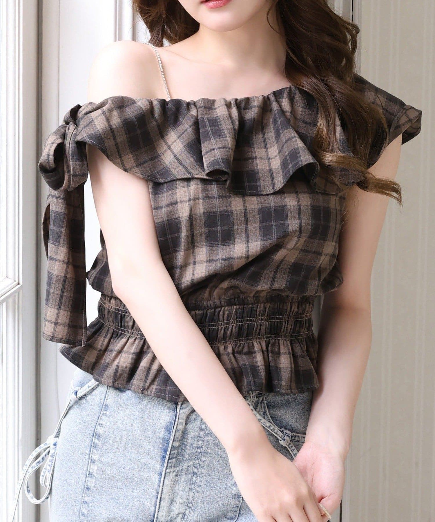 NICE CLAUP / OLIVE des OLIVE OUTLET(ナイスクラップ  / オリーブ デ オリーブ アウトレット) 【one after another】ワンショルリボンブラウス