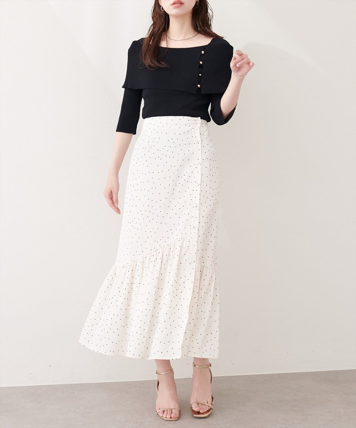 NICE CLAUP / OLIVE des OLIVE OUTLET(ナイスクラップ  / オリーブ デ オリーブ アウトレット) 【natural couture】フロントボタンマーメイドスカート