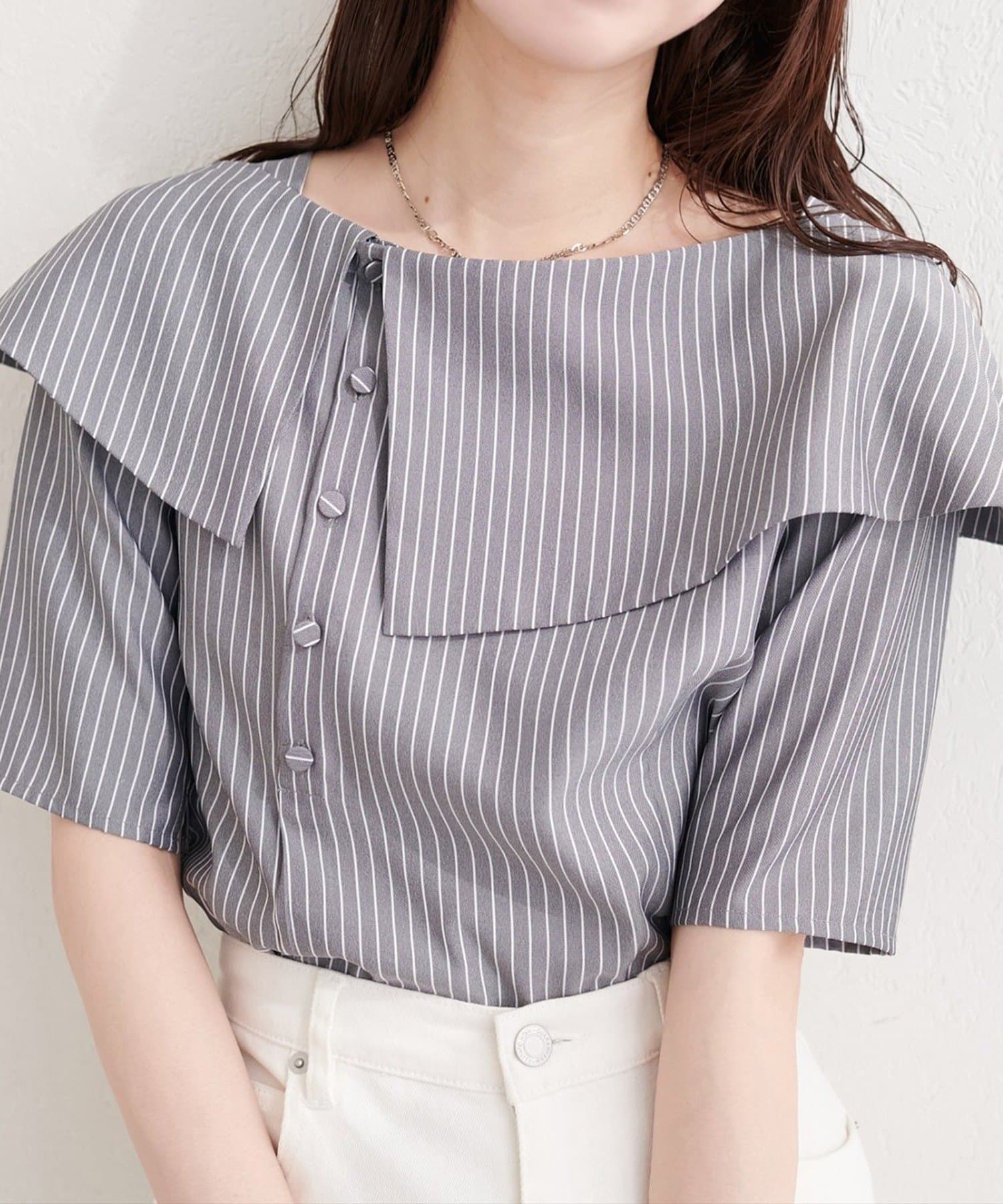 NICE CLAUP / OLIVE des OLIVE OUTLET(ナイスクラップ  / オリーブ デ オリーブ アウトレット) 【natural couture】接触冷感マシンウォッシャブル防シワアシメネック