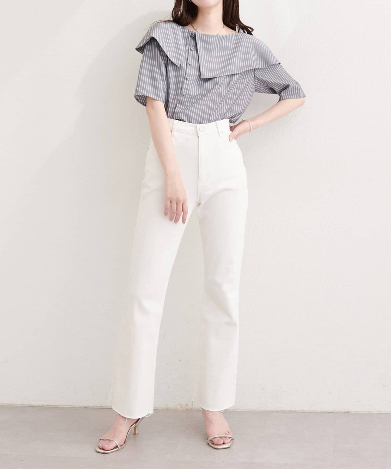 NICE CLAUP / OLIVE des OLIVE OUTLET(ナイスクラップ  / オリーブ デ オリーブ アウトレット) 【natural couture】接触冷感マシンウォッシャブル防シワアシメネック