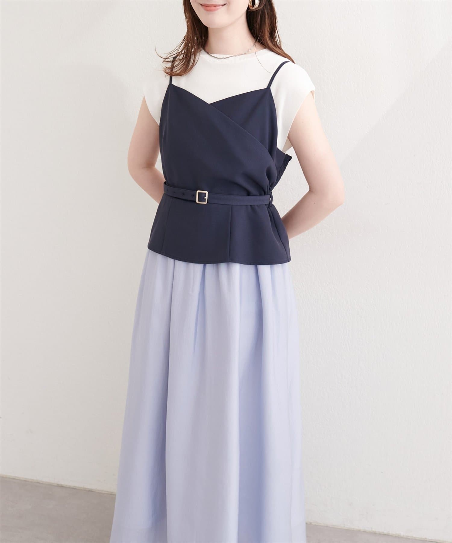 NICE CLAUP / OLIVE des OLIVE OUTLET(ナイスクラップ  / オリーブ デ オリーブ アウトレット) 【natural couture】カシュクールドッキングキャミワンピース