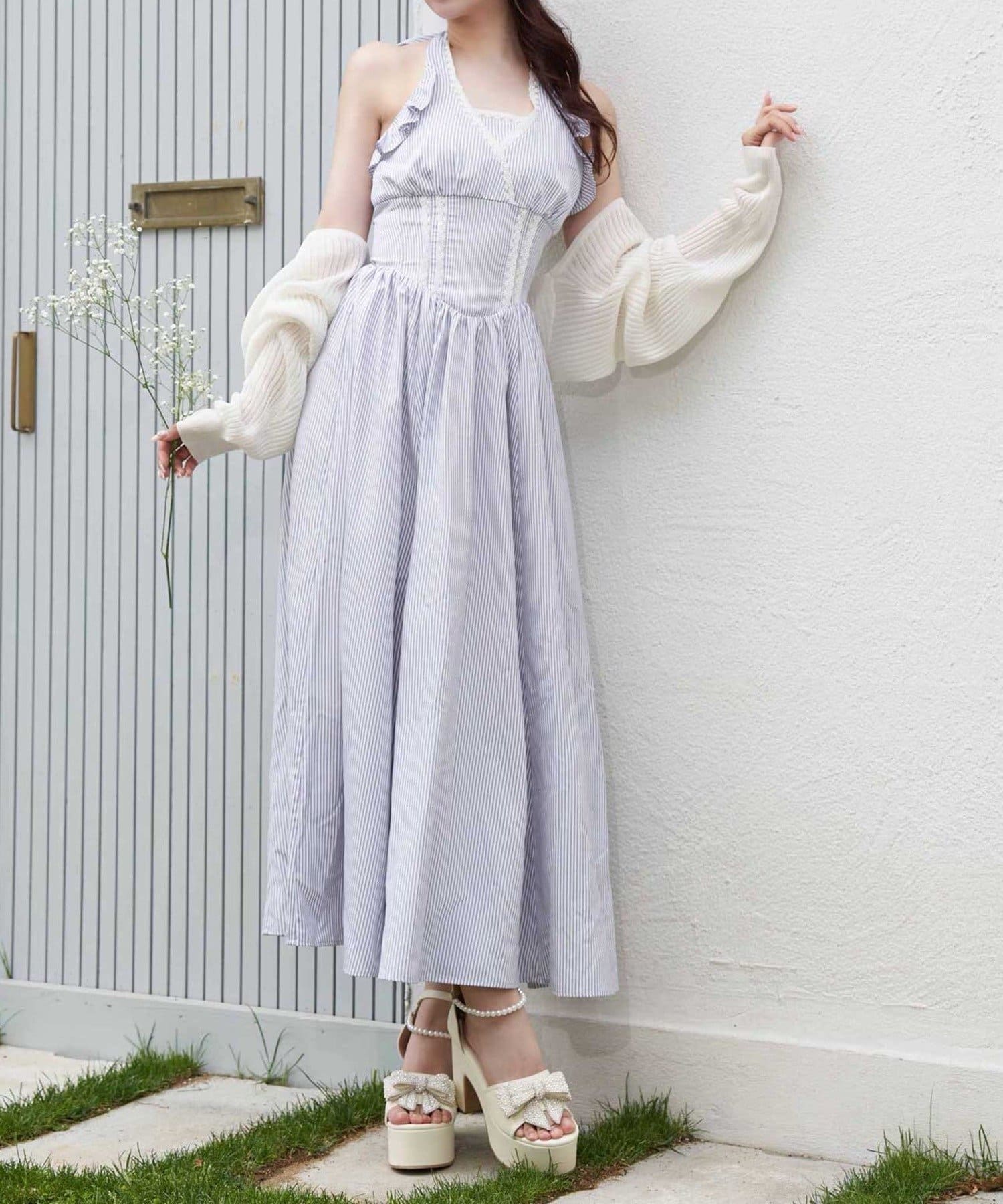 NICE CLAUP / OLIVE des OLIVE OUTLET(ナイスクラップ  / オリーブ デ オリーブ アウトレット) 【Belle Charme】ホルターネックロングワンピース