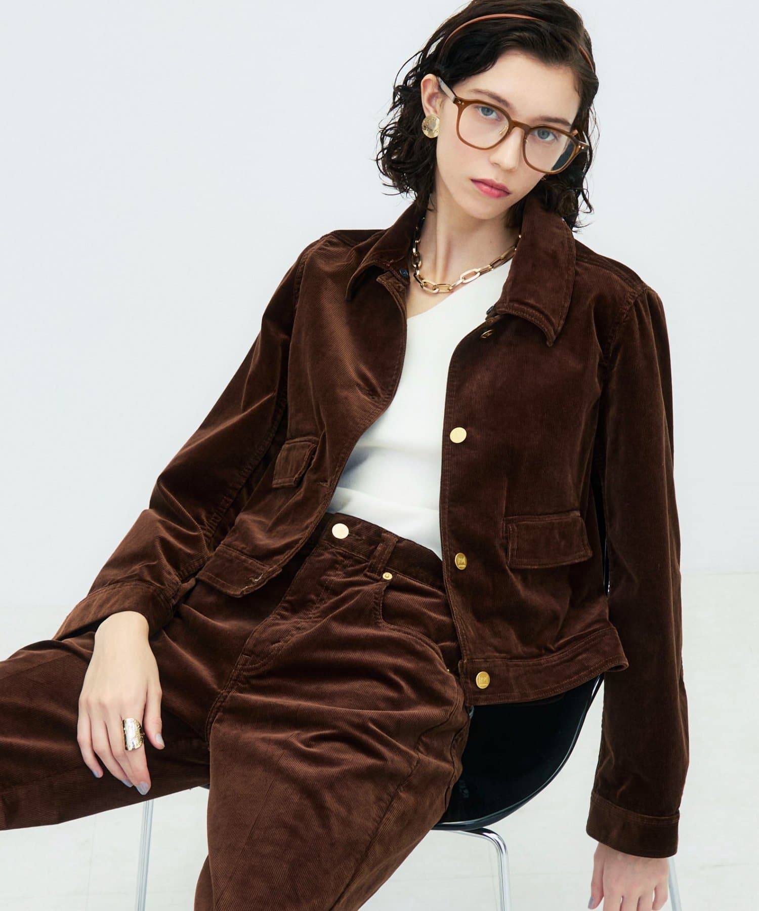NOLLEY'S(ノーリーズ) 【RM denim】コーデュロイフレアショート丈Gジャン