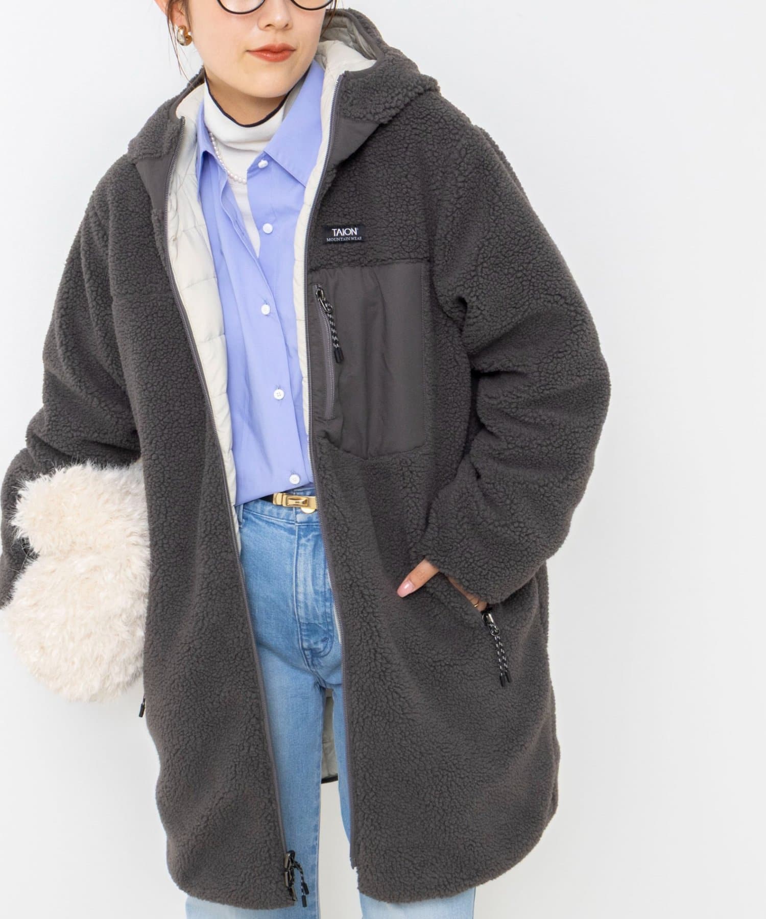 NOLLEY'S(ノーリーズ) 【WEB＆一部店舗限定色】【TAION】ボア×ダウンフードロング(リバーシブル)