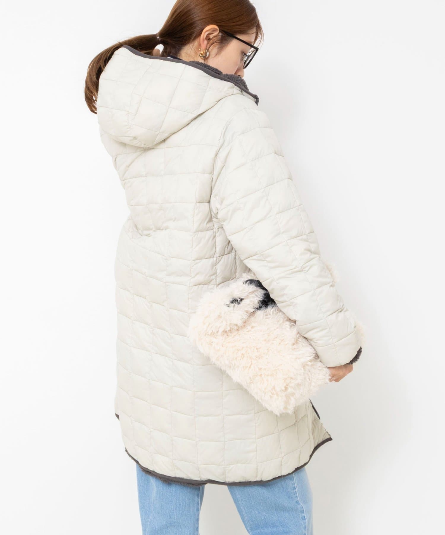 NOLLEY'S(ノーリーズ) 【WEB＆一部店舗限定色】【TAION】ボア×ダウンフードロング(リバーシブル)