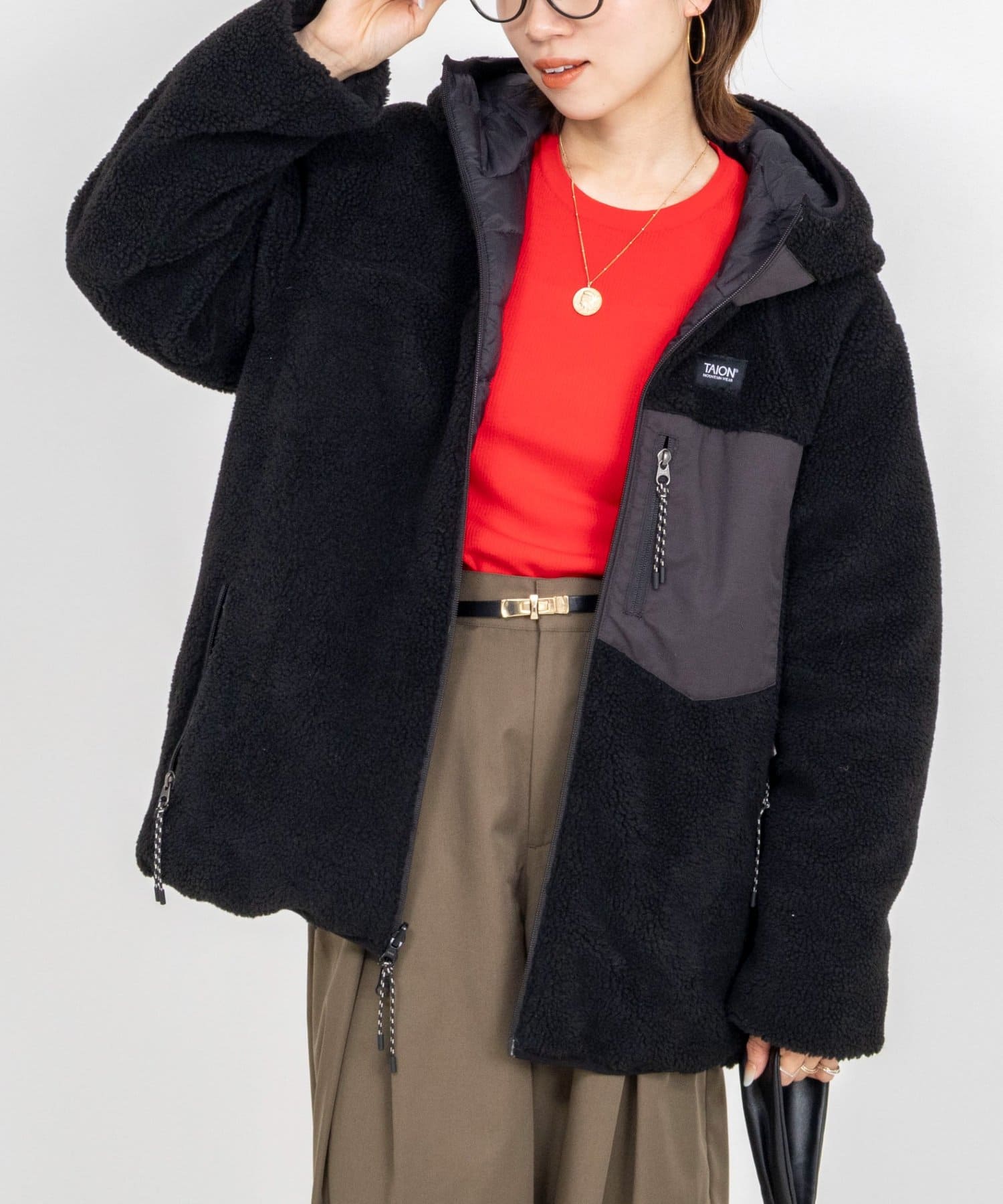 NOLLEY'S(ノーリーズ) ◇【WEB限定】【TAION】ボア×ダウンフーミドル丈ダウン(リバーシブル)